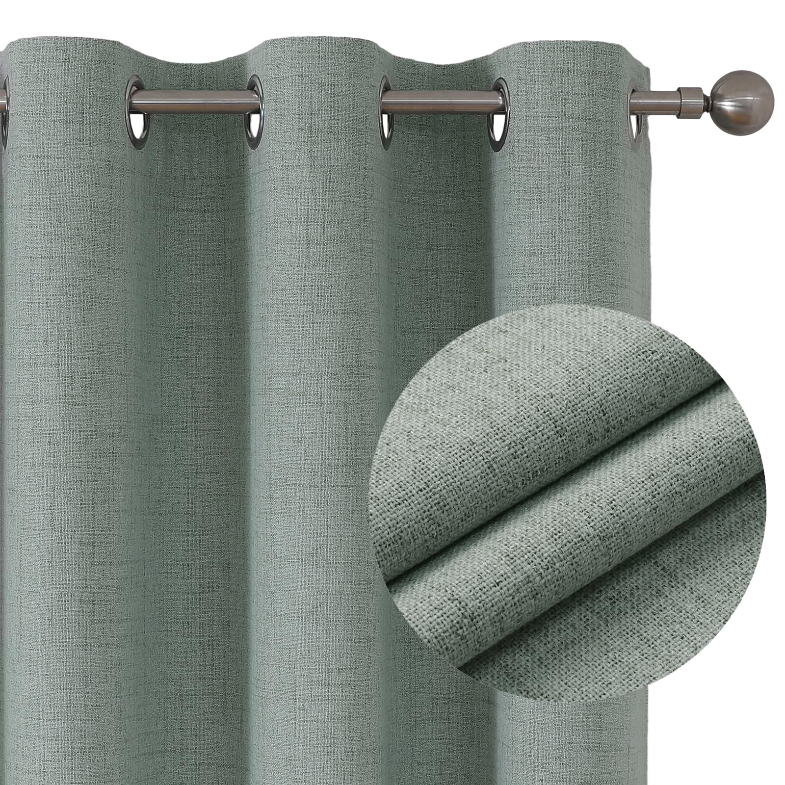Blackout Faux Linen Curtains - Sage Green W46 x L54-image-8a9ec47e-e3c1-4109-b871-7b58b5671ef9-109005