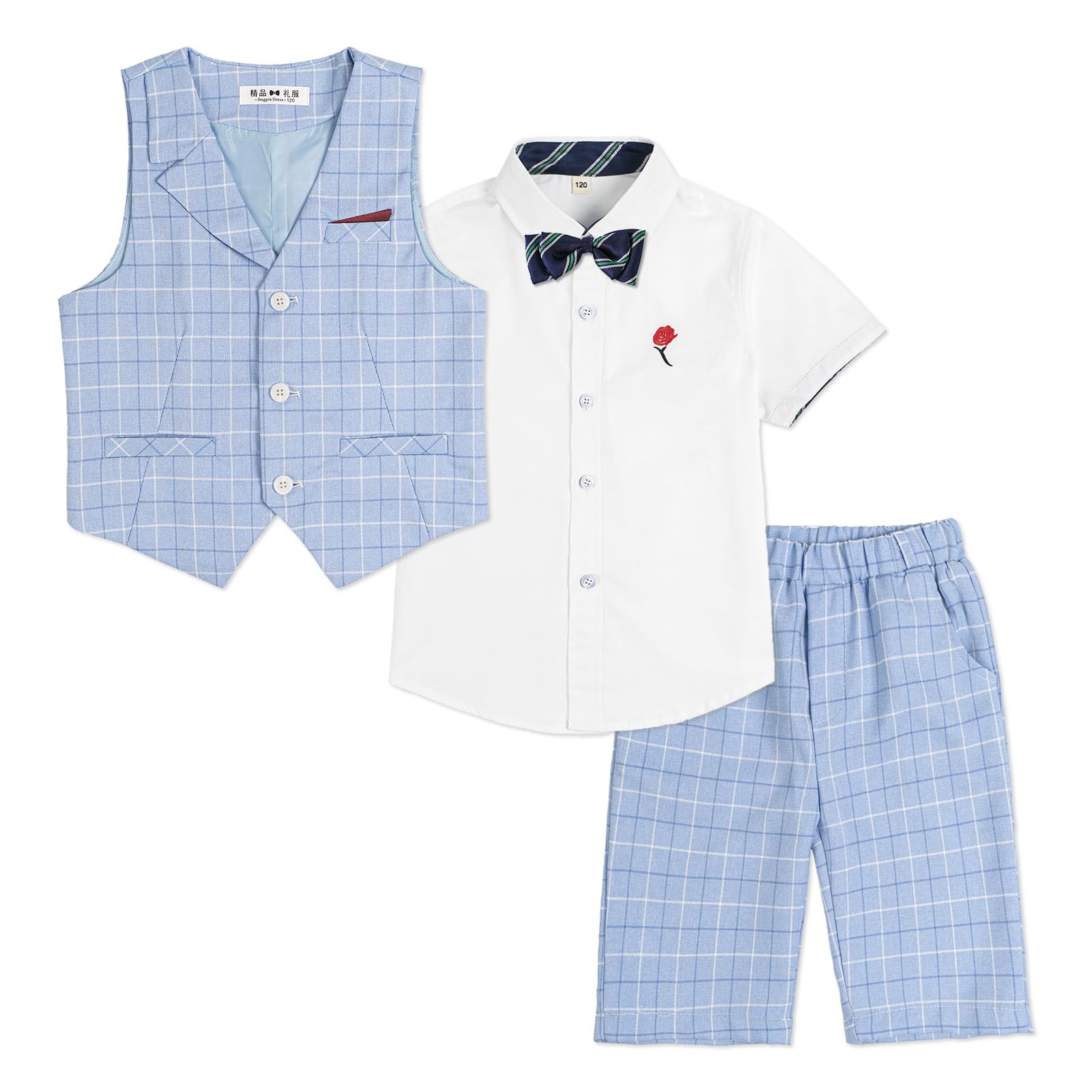 Boys 4-Piece Waistcoat Suit - Blue Check 3-4 Years-image-7562b60f-9da3-4fb2-b4ba-24e64250cb17-118533