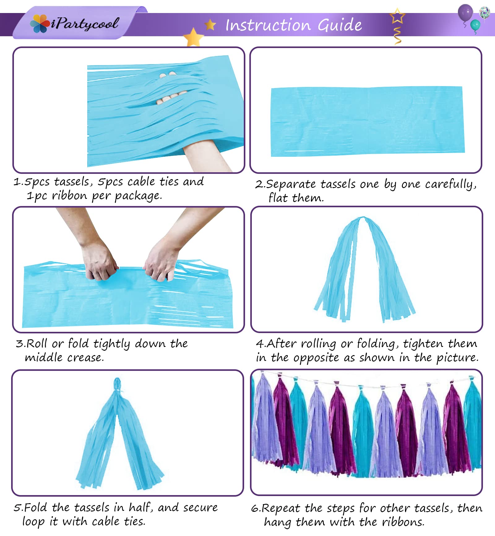 IPartycool Mermaid Birthday Decorations Kit – Happy Birthday Banner & Hanging Swirls For Mermaid Theme Party, Girls & Women - View #8