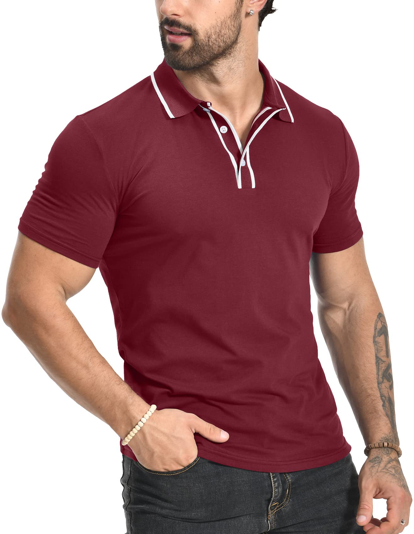 Men's Dry Fit Polo Shirt - Wine Red L-image-60c32366-7a3a-46c0-8555-52ec3a58f8c0-103768