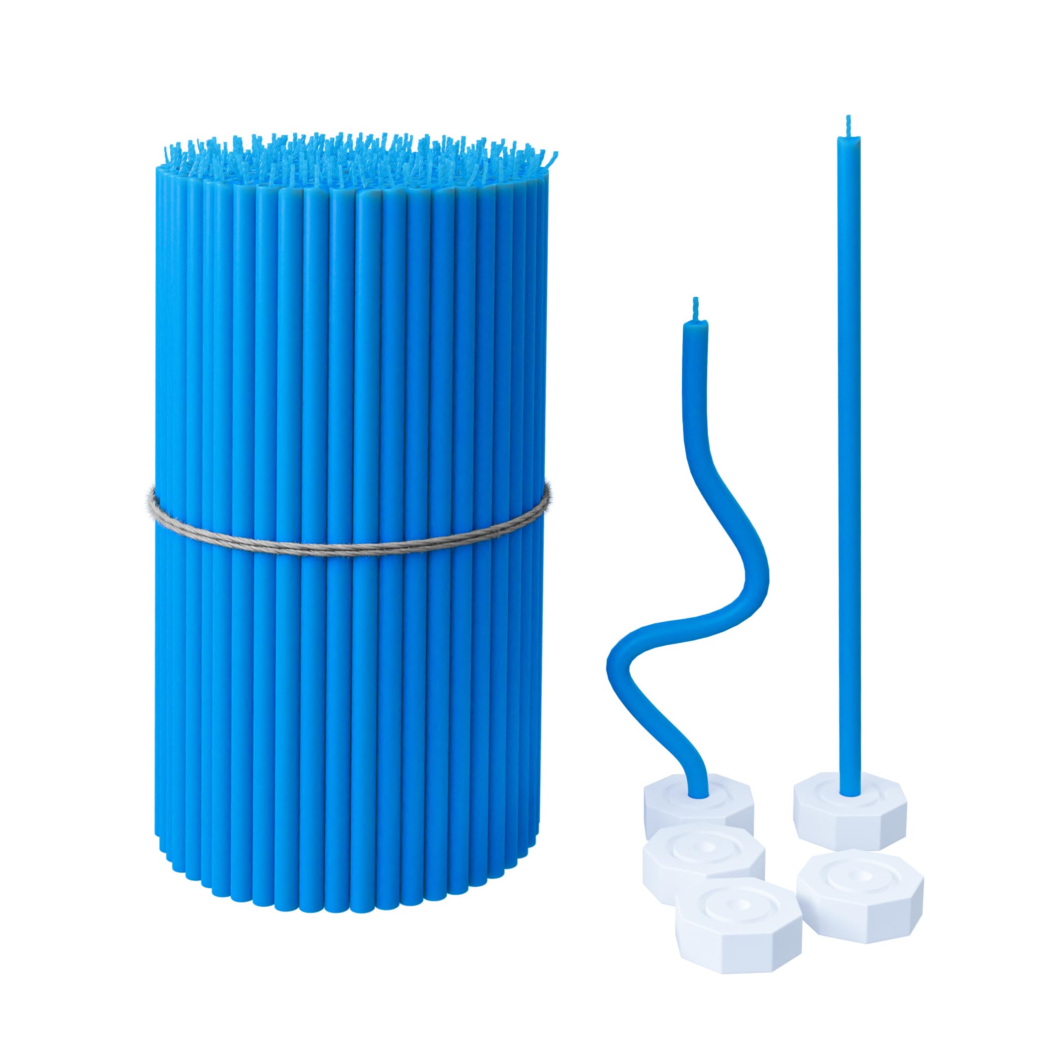 Beeswax Taper Candles Dripless - Blue 200+5 Holders-image-6e3cc57c-1d2a-4951-88ad-082c95ef2157-110484