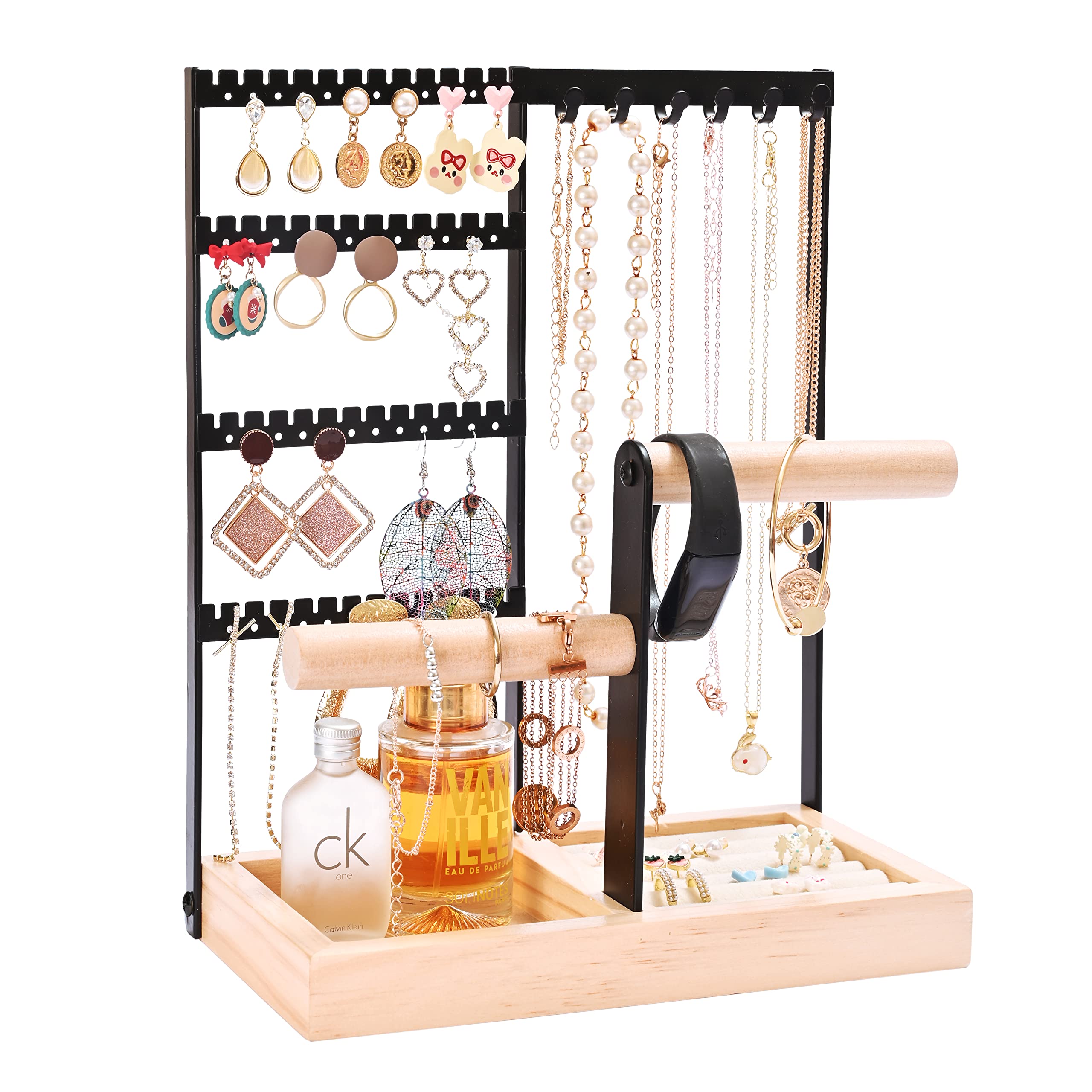 Stylish Black Jewellery Stand Holder - Necklace & Earring Organizer Tower-image-4833dc8b-7cef-4d56-8e5a-a427968967f8-57470