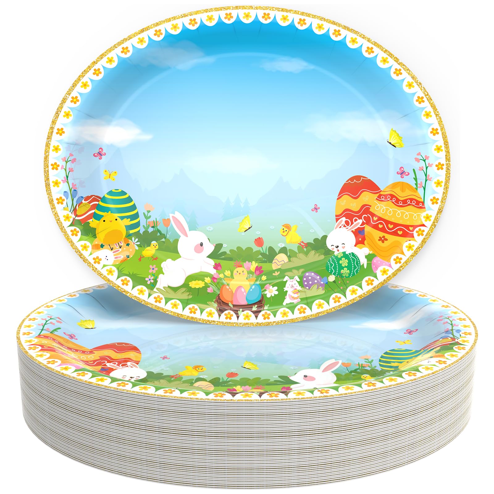 Large Heavy Duty Easter Disposable Paper Plates, Oval 36-Count 10.2 x 12.6 Inch for Party & Dessert-image-c330994c-4b2a-423b-a066-ddf7c053d152-54945