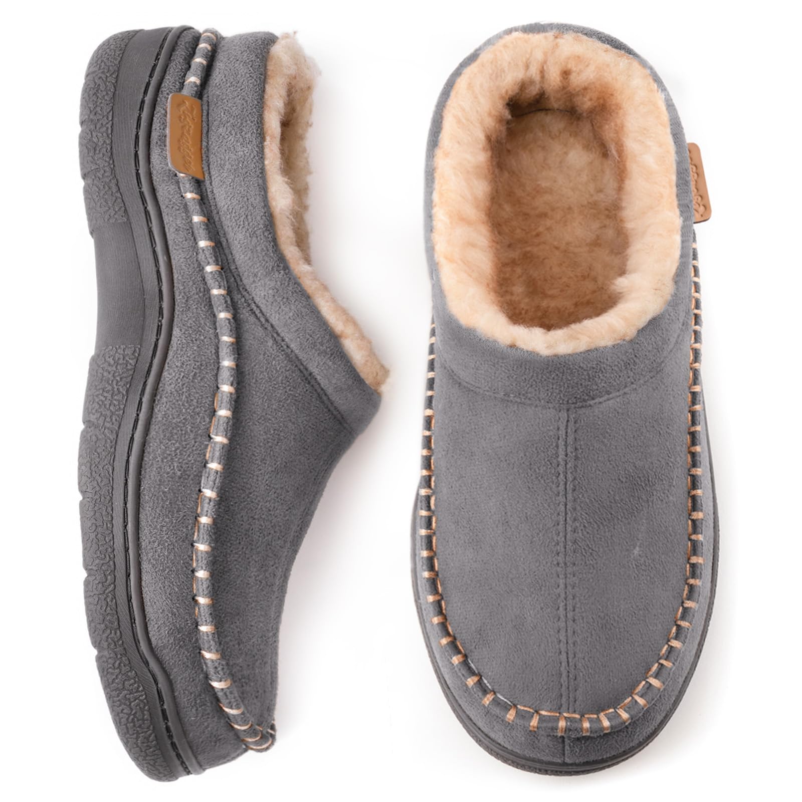 Men's Moccasin Slippers - Dark Grey 10/11 UK-image-6d36bba0-e1cf-40ee-a729-ee1a28df700d-106492