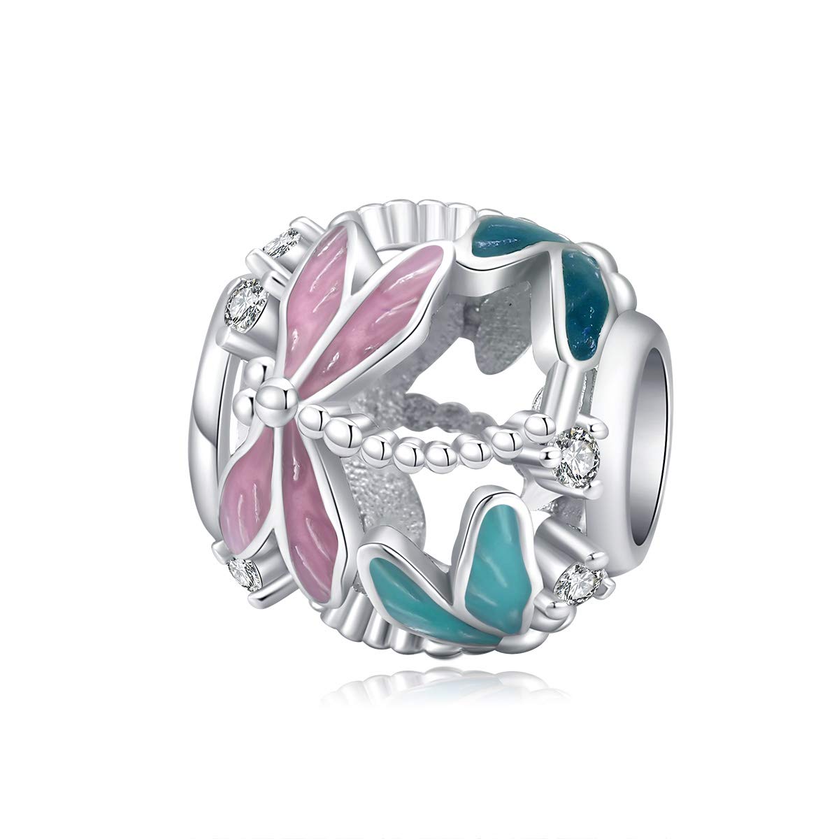 Silver Bird Charm Bead - Pink Butterfly Charms-image-673df861-b435-4864-8739-04ced600609a-125363