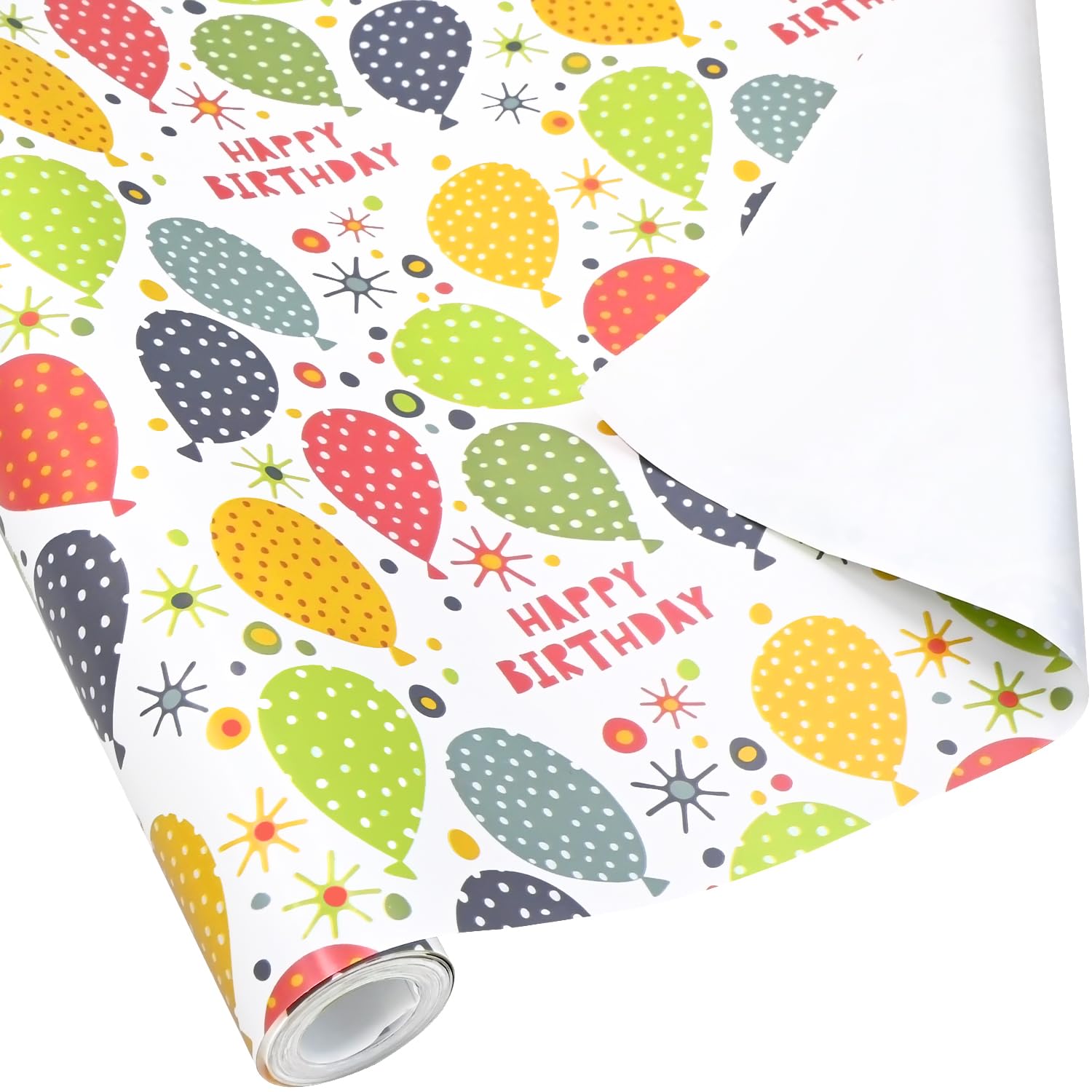 Colourful 10m×43cm Birthday Balloon Wrapping Paper Roll - 100% Recyclable Eco Gift Wrap-image-d9f94856-a8c4-44c8-9976-cc8152b4ab37-54963