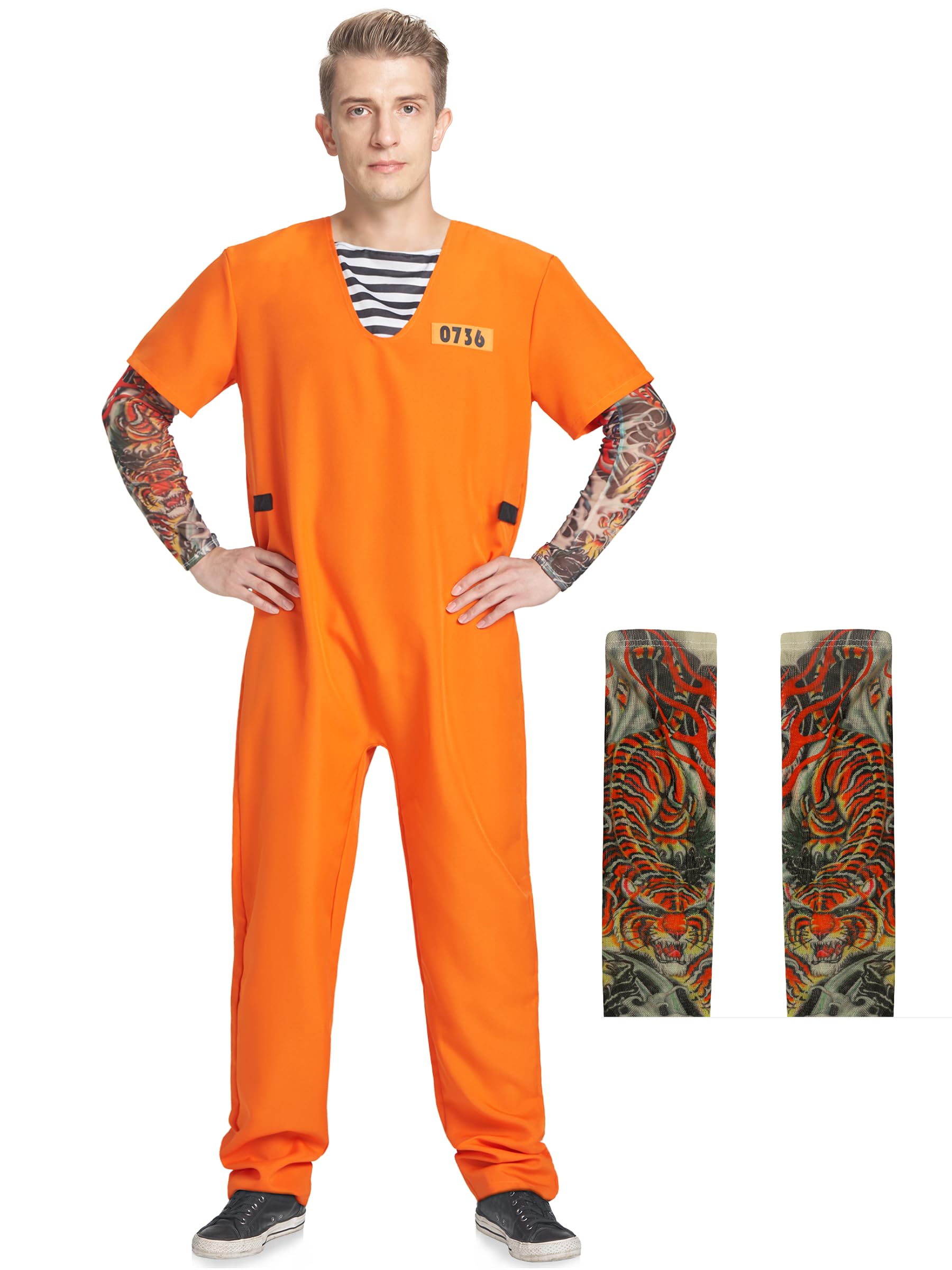Men's Prisoner Costume 2 Piece Jumpsuit - Prisoner L-XL-image-7541ae84-492b-4d9a-a2a8-d3293f4c401f-119208
