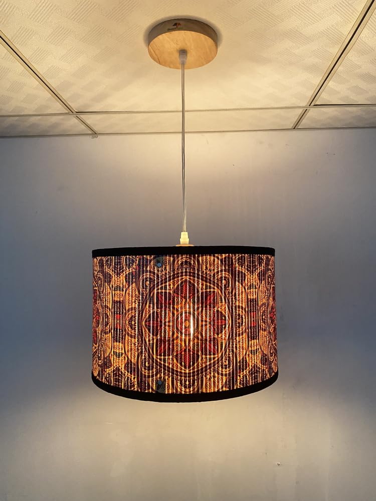 Round Retro Bamboo Lamp Shade with Ethnic Pattern for Home, Hotel & Restaurant Decor - 60W E27 Bulb Needed-image-edea5ea5-3802-4d2e-93cf-38ea27053e70-66727
