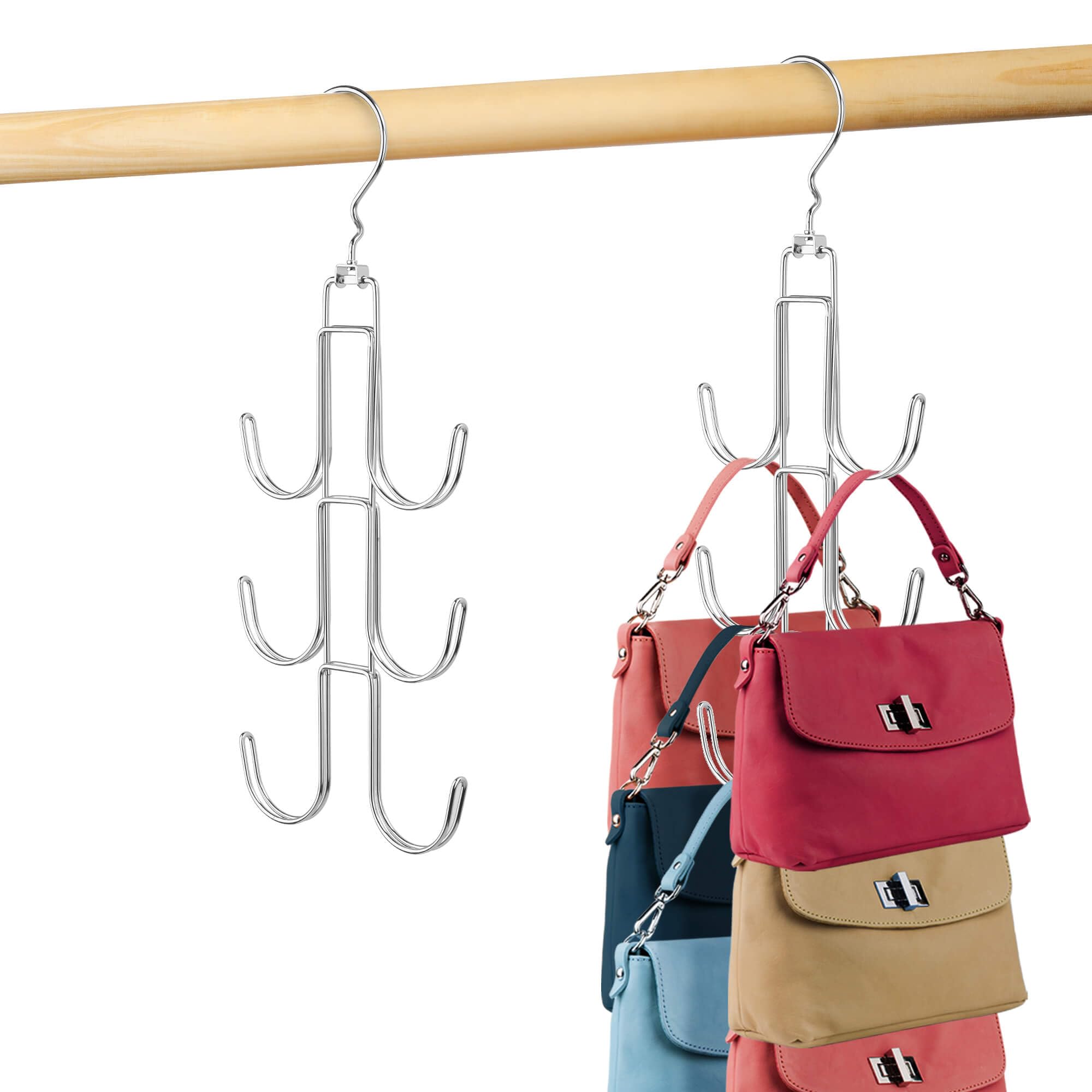 Space-Saving Silver Purse Hanger - 2 Pack Bag Organizer for Closet Storage-image-be2b2552-c9b4-48f1-b8e8-7e0e3822f179-53965