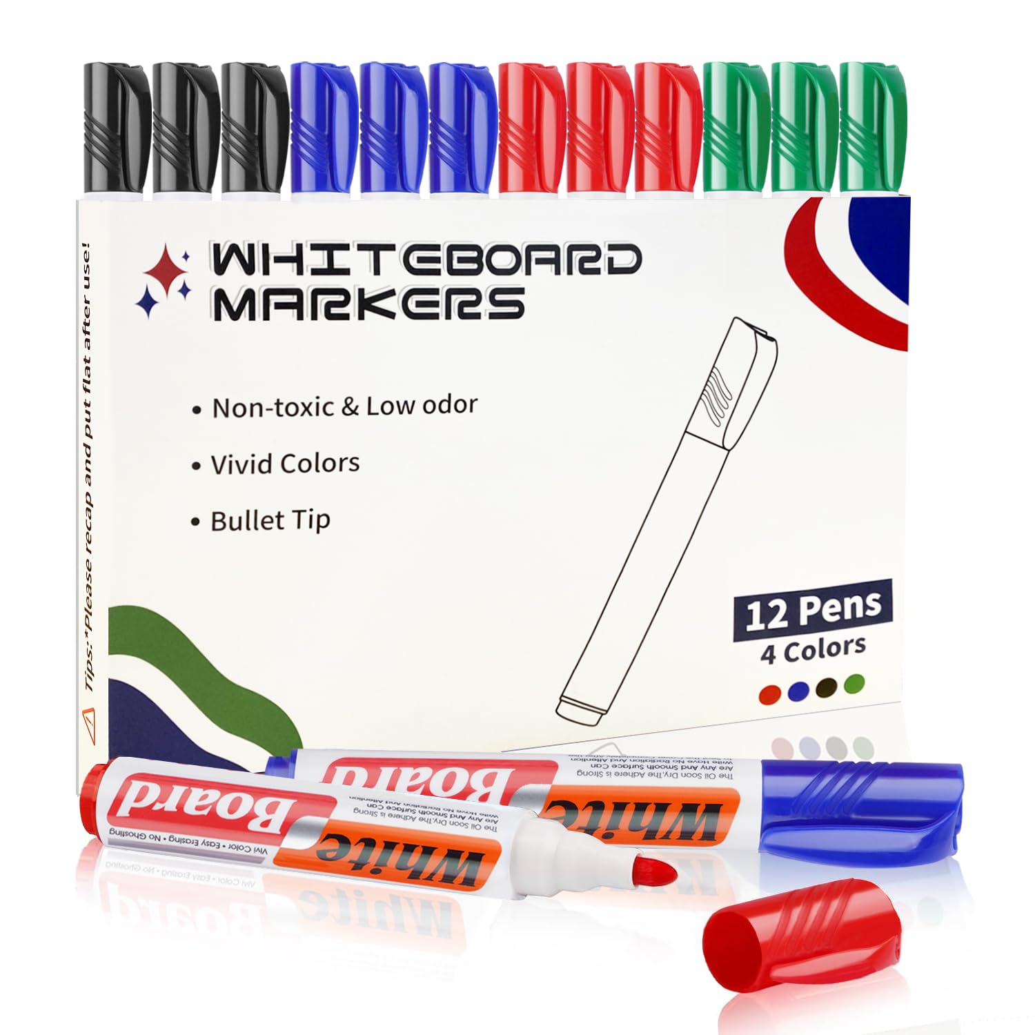 Nesayerk PCS 12 Whiteboard 4 Whiteboard Black/Blue/Red/Green White-image-9ebcfc32-fb93-4c60-a7cc-782d1dfc1fcf-35014