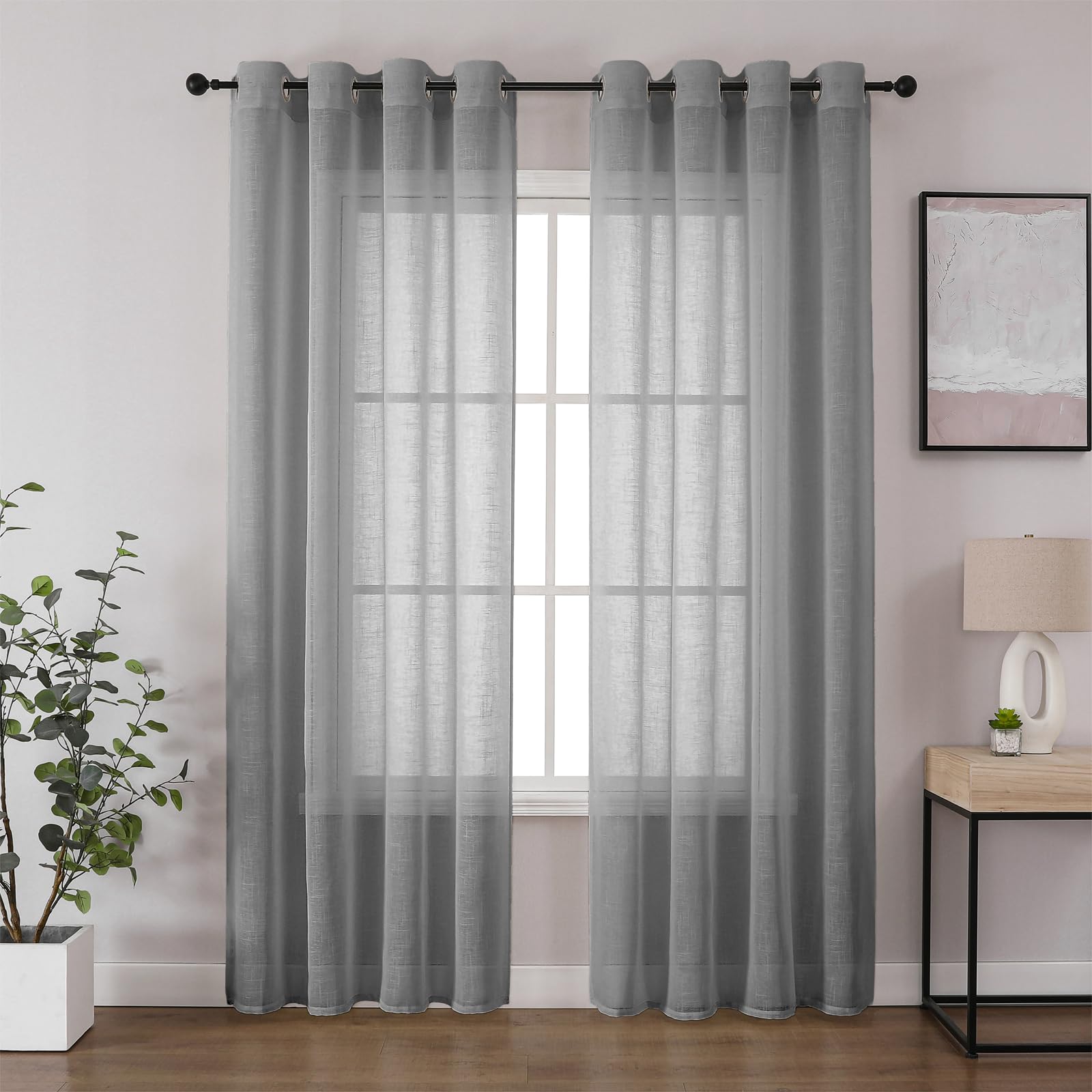Sheer Voile Eyelet Curtains - Grey W52 x L95-image-f534702a-31fc-4217-b1e6-eba91f2dc8e8-104910