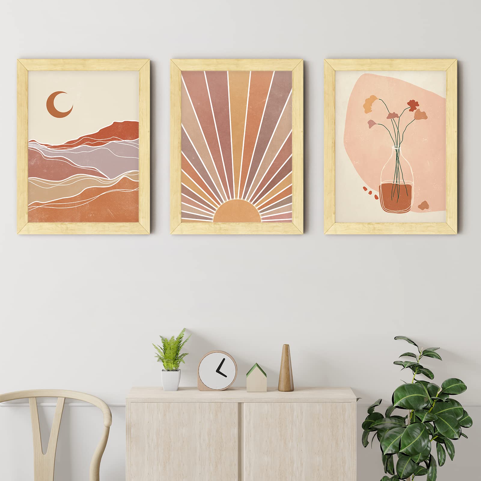 Framed Wall Art Set of 3 - Neutral Vase 12x16 Inch-image-76010516-e2cb-4b5e-ba66-07451dec0287-109935