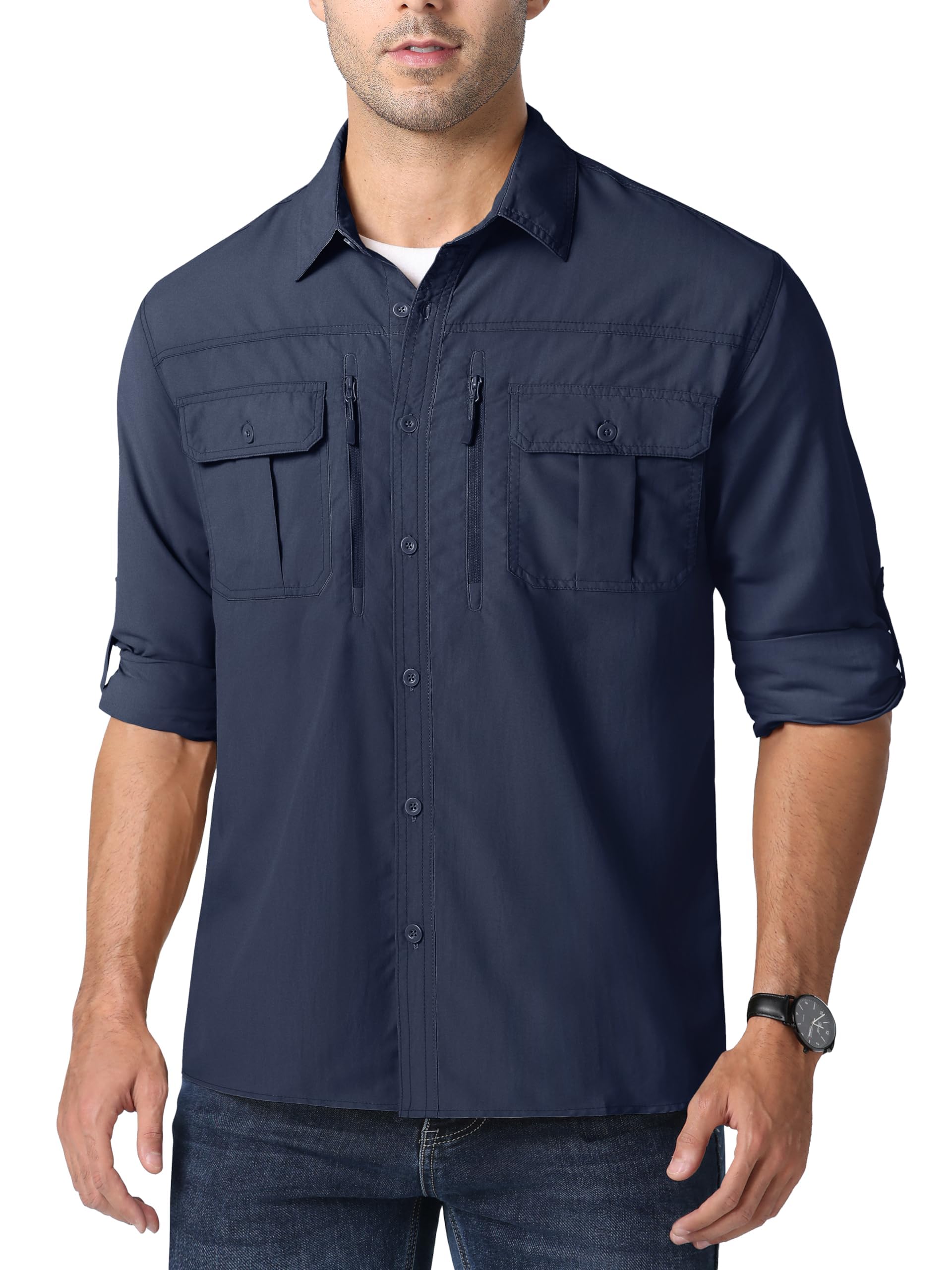 Men's Walking Shirt Quick Dry - Navy S-image-43c6b242-9b0f-4c50-ab8f-fcaa08a5c476-103977