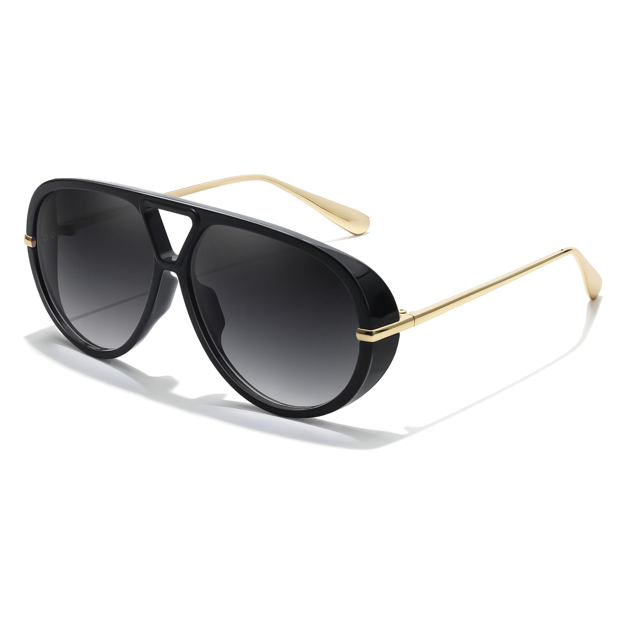 Women's Pilot Sunglasses UV400 - Black/Grey Oversized