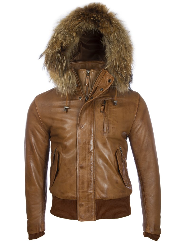 Men's Leather Bomber Jacket - Timber 2XL-image-cfb20f63-b360-457b-8548-2bcf483dd786-116114