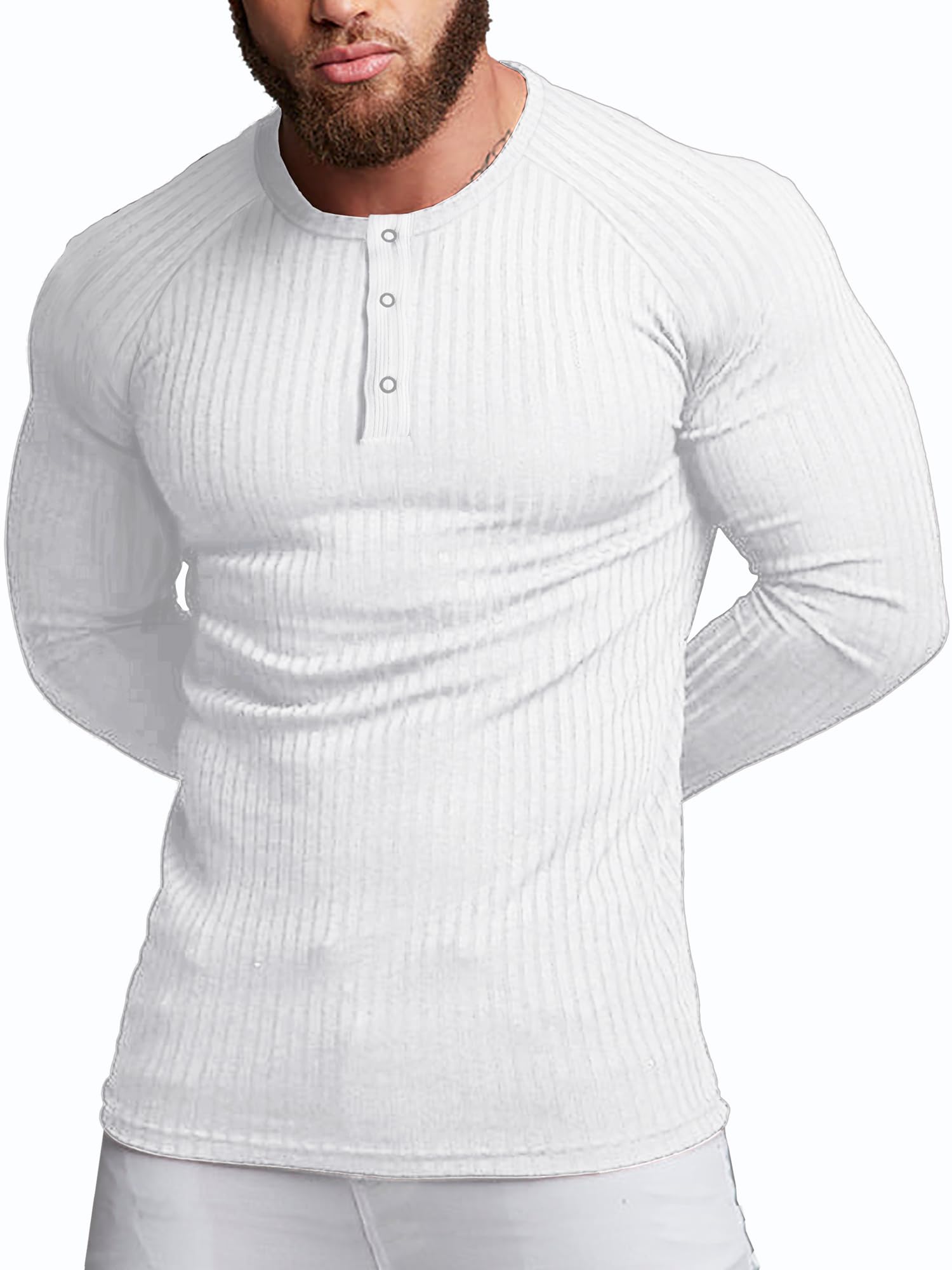 Men's Cotton Henley Shirt - White XXL-image-99b63c3c-c87e-46ec-b1ab-b3eb3e779bda-113908