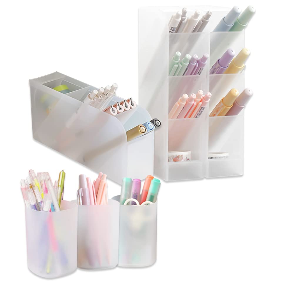BOJVESH Multi-function Pen Organizer Storage, Translucent 6Pcs (White)-image-8267aebe-9c6a-4105-80c0-6507b2fe417e-53508