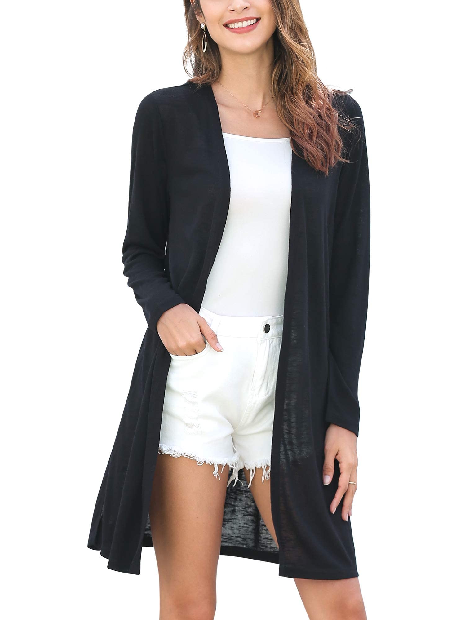 Women's Open Front Cardigan - Black M-image-cf1f8a2a-bb1b-475e-b82c-173c2273d00d-88674