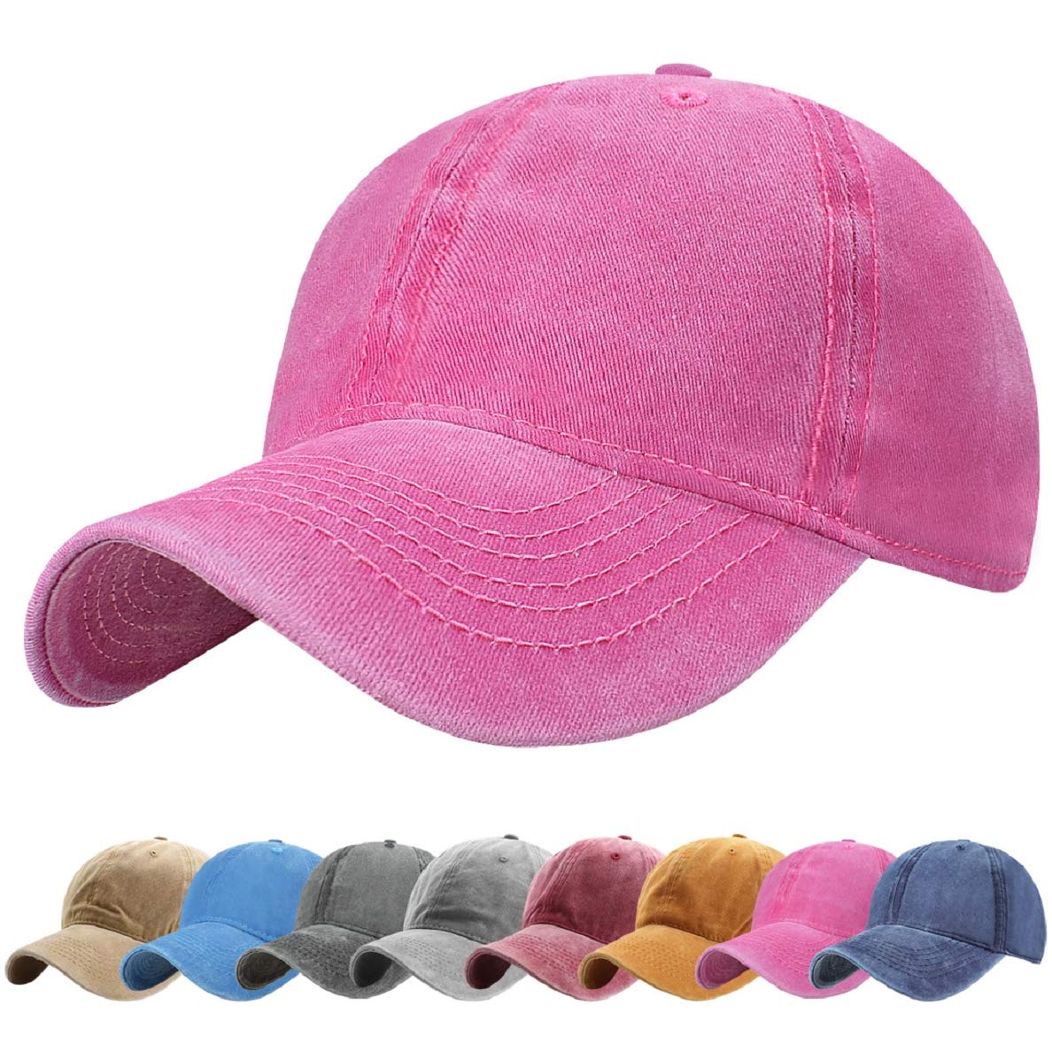 Voqeen Unisex Vintage Washed Cotton Baseball Cap - Classic Solid Colours for Outdoor Activities-image-2f06e8e0-9ced-4aa9-a293-270b81d0bf66-54589