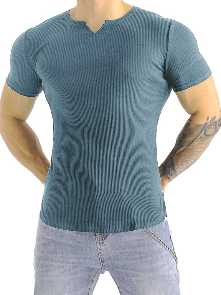 Men's Slim Fit V Neck T-Shirt - Blue L-image-4ee775c6-d874-4312-8cb9-ee903182b833-114980
