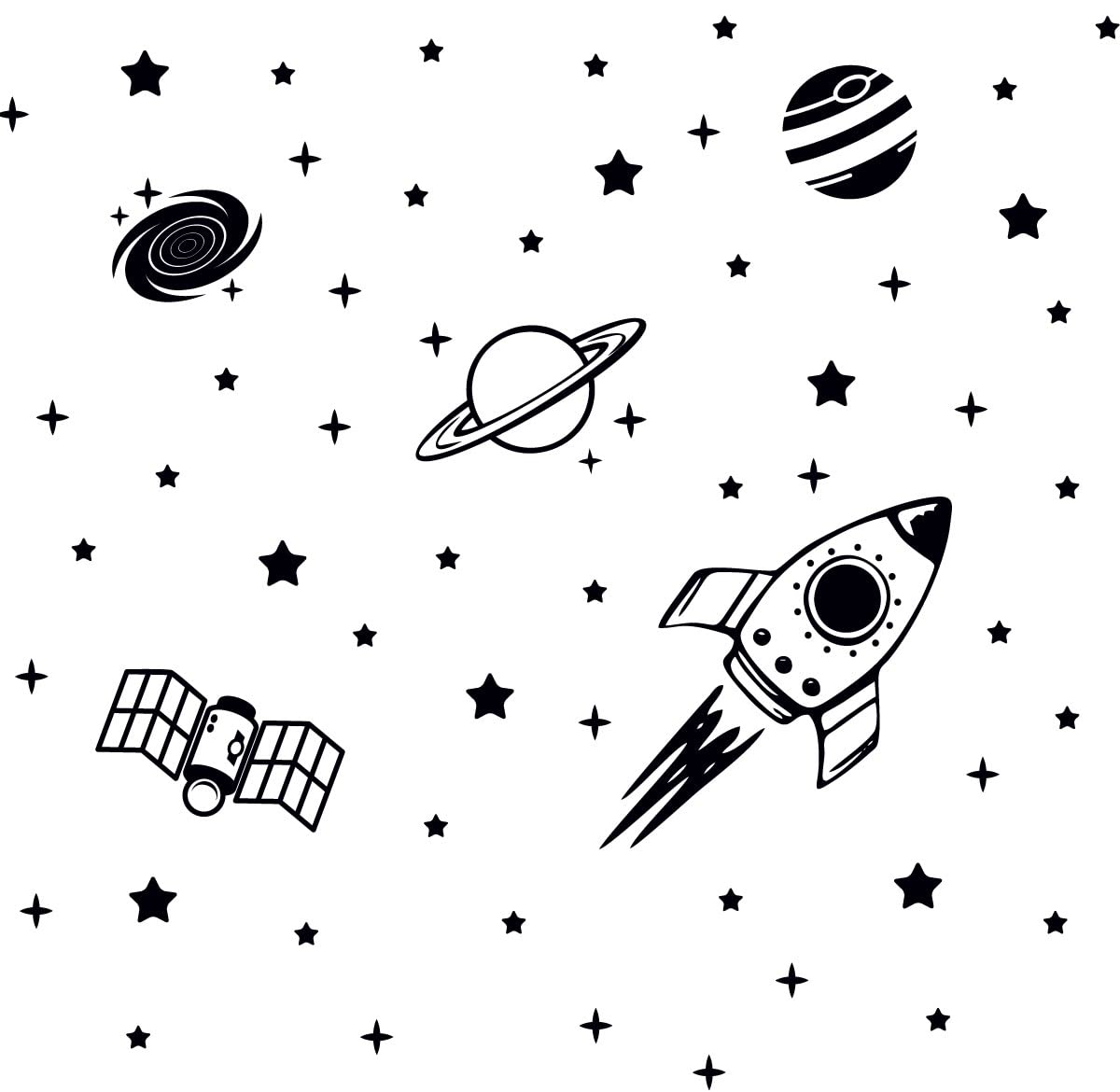 Space Ship, Planets, Satellite and Stars Wall Sticker, Kids Learning-image-94476281-53e5-44ee-afef-8012fc40d7ac-63338