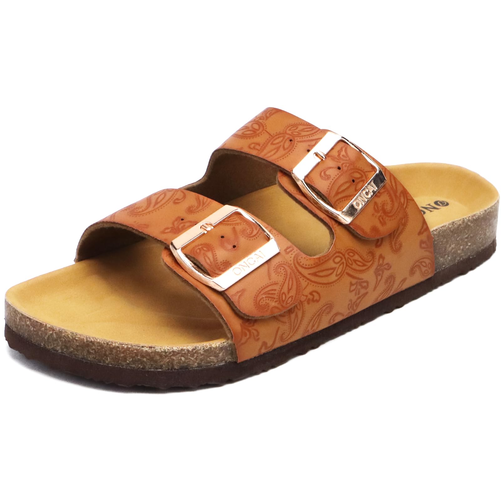 Women's Slide Sandals Suede Leather - Floral Khaki 6 UK-image-45bbf2b3-108e-441e-af48-894ce803e119-115416