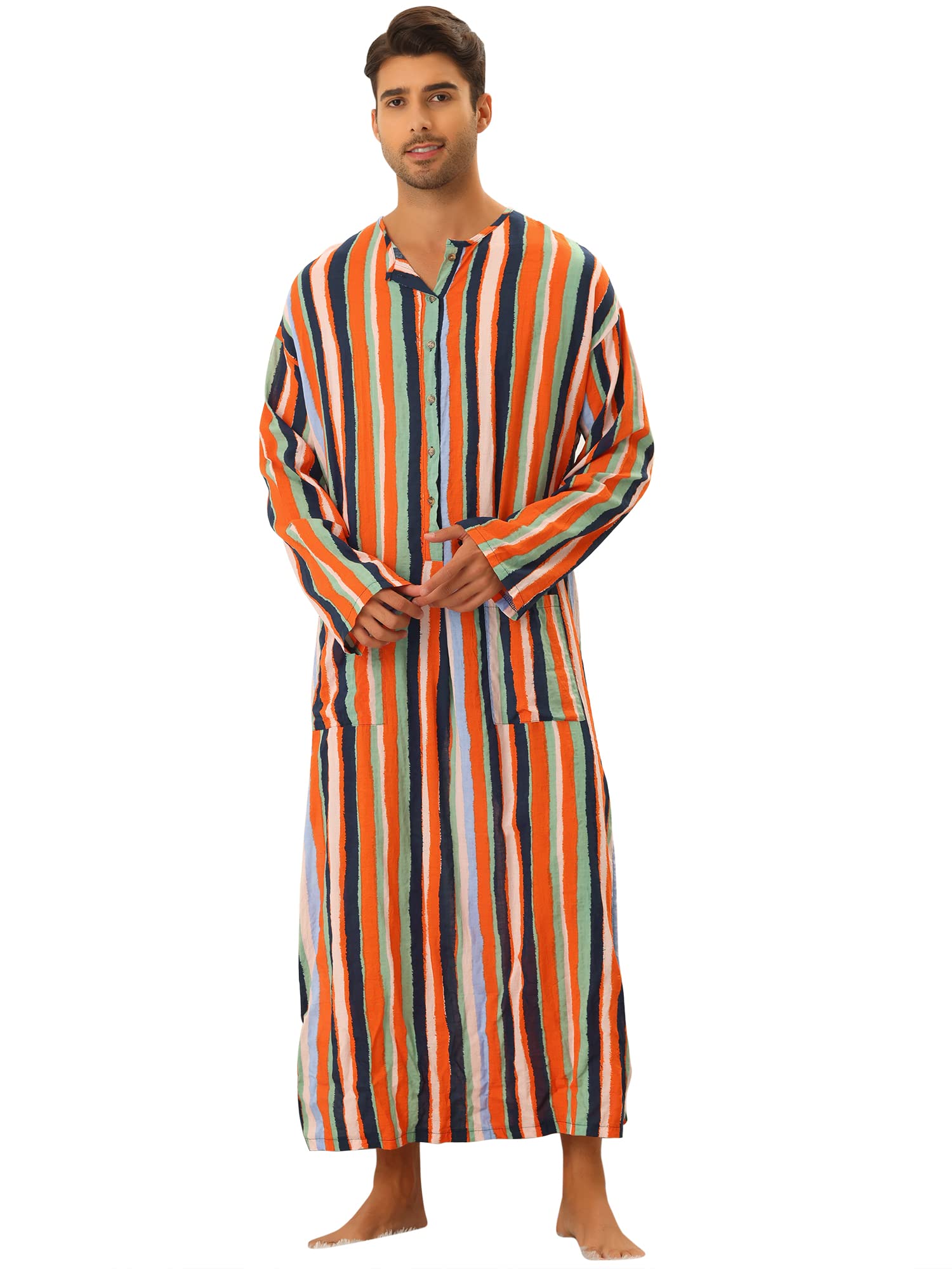 Men's Striped Henley Nightshirt - Orange S-image-cf34fdcc-faf4-4a56-af4f-4fcd20dacf5c-114824