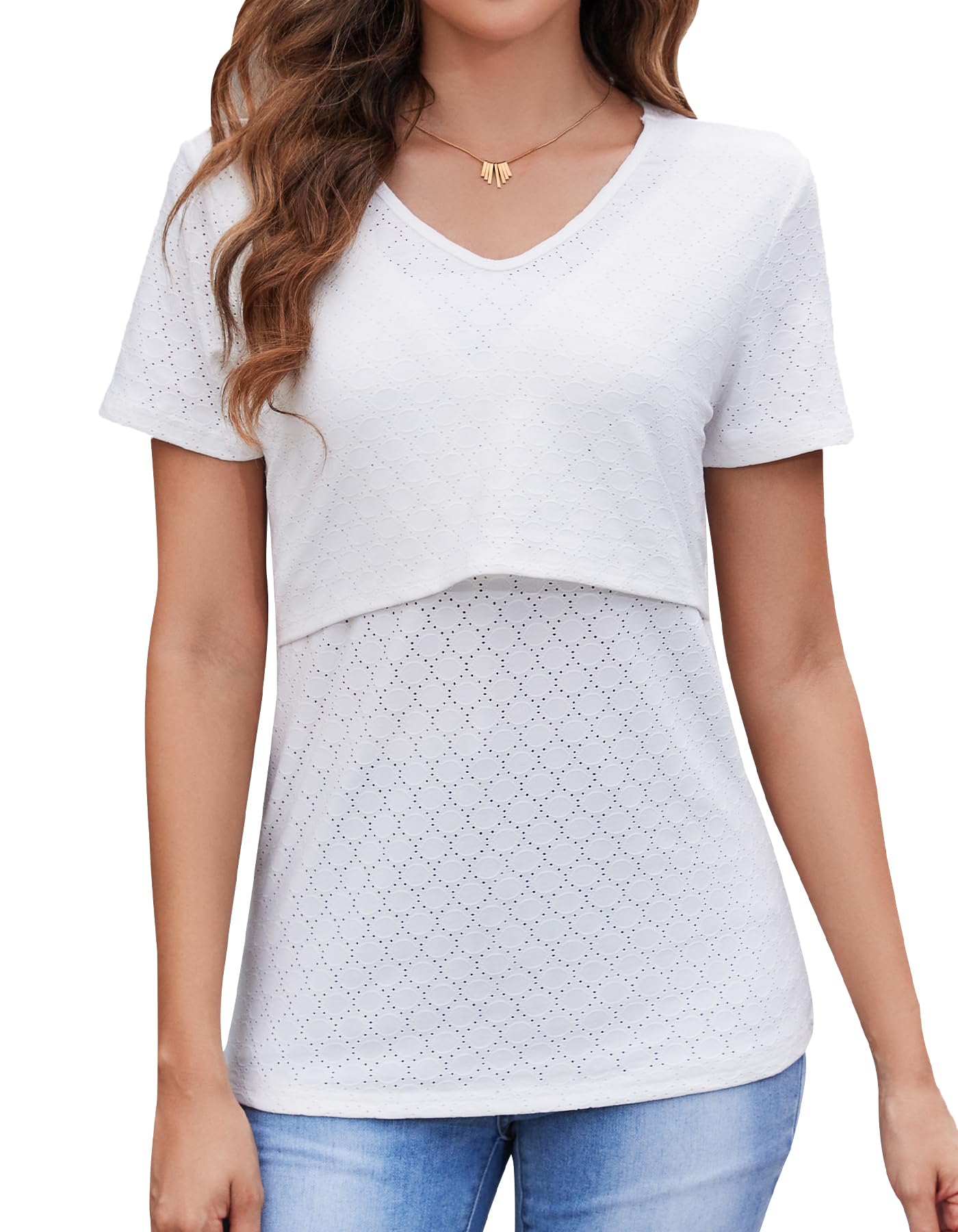 Women's Nursing V Neck Top - White Medium-image-9cc7729e-2d25-4ed9-832b-90ef93471490-106416