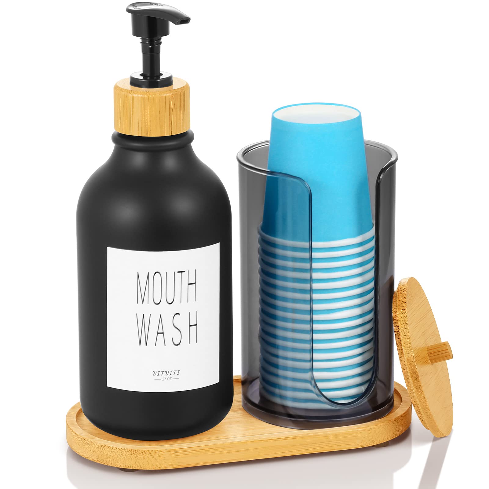 VITVITI Soap Dispenser with Bamboo Holder, Refillable Liquid 500ml-image-88422833-df7f-41a6-9372-18b9b78eee66-52815