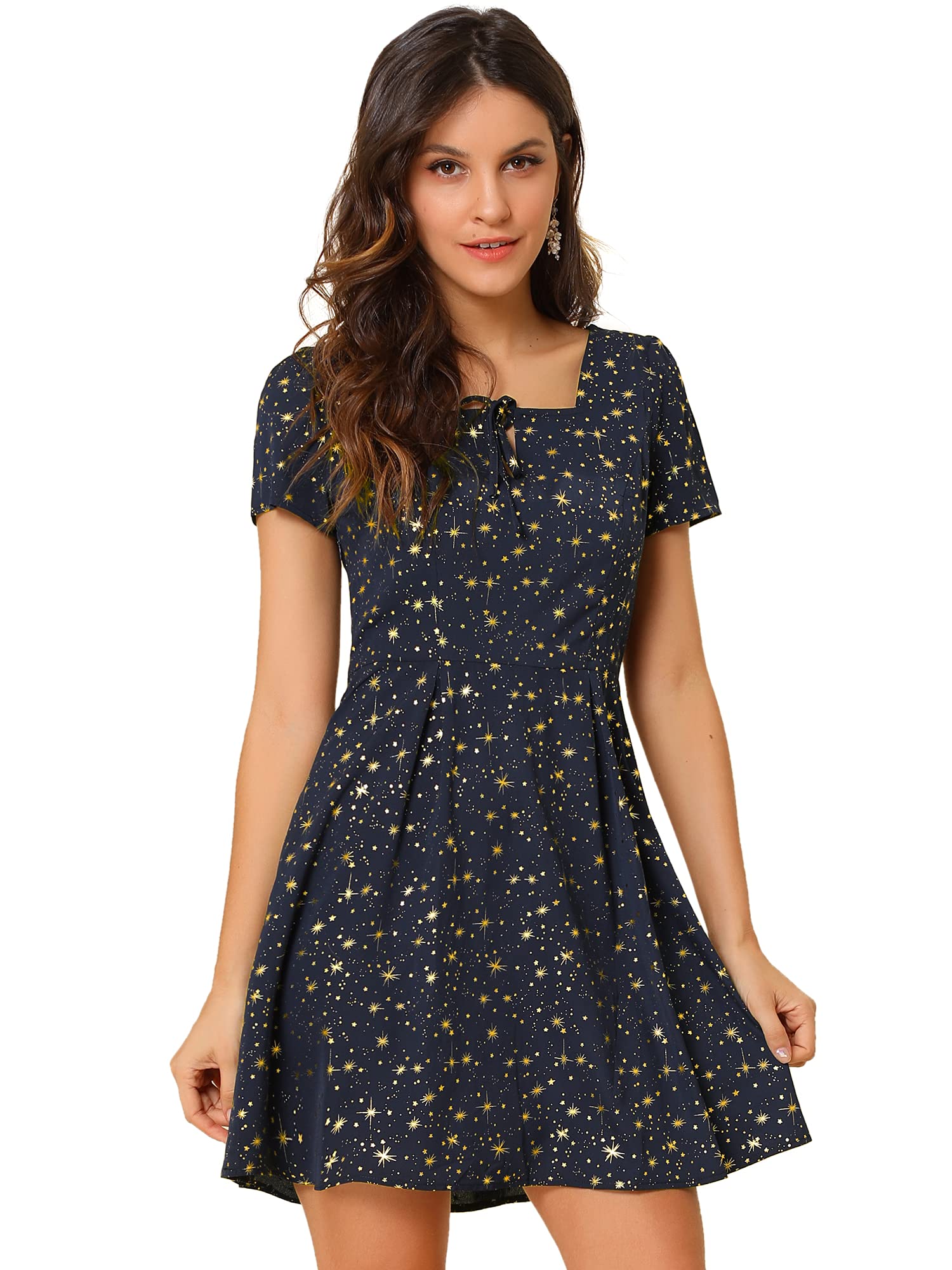 Women's Fit & Flare Dress - Blue Stars S 8-image-a6ac7630-3e29-4812-b9c3-3e1a308f4497-112896