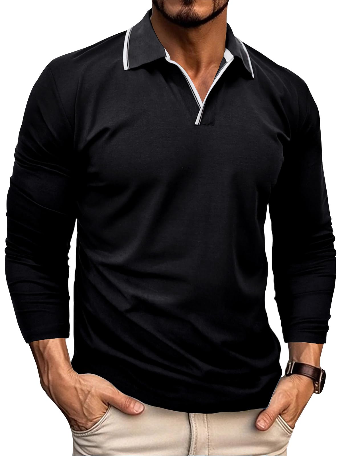 Men's Knitted Polo Shirt - Black M-image-372a70f7-45a0-433f-94a4-d5b13df59a49-120347
