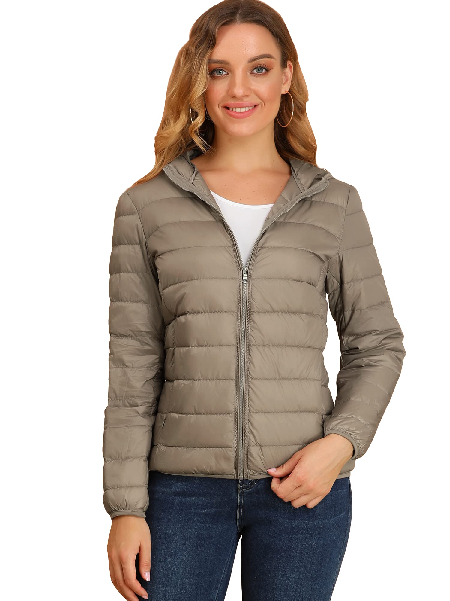 Women's Hooded Packable Jacket - Khaki S-8-image-9ec17627-becb-4d54-abde-e293794402f3-88759