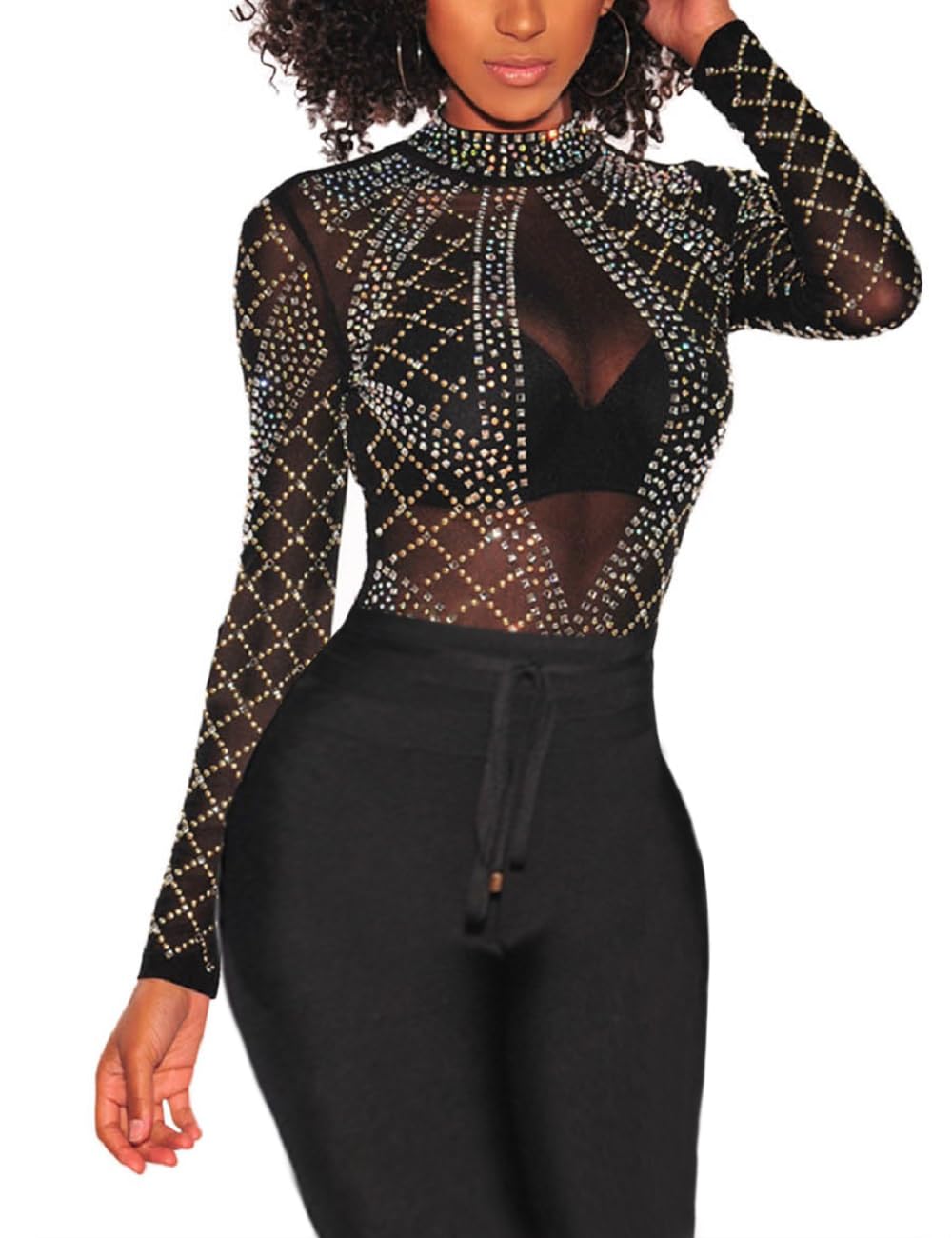 Sexy Mesh Rhinestone Top - Black S-image-e65ce292-a50f-4700-8326-7b90fddcd588-81743
