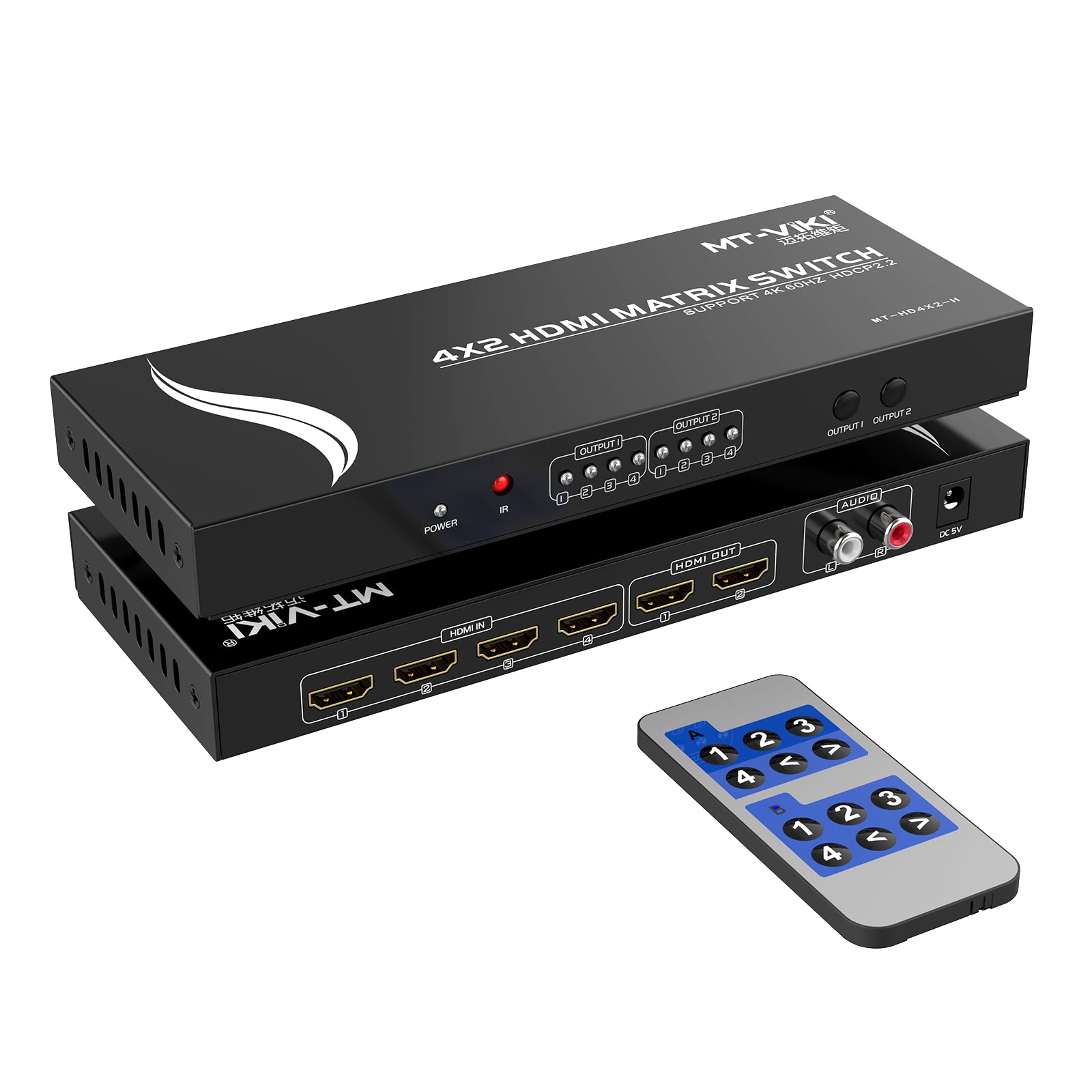 HDMI Matrix Switch 4x2 4K with Audio Extractor - Black-image-57c59904-20b9-466a-bef7-ca53fadbc232-95508
