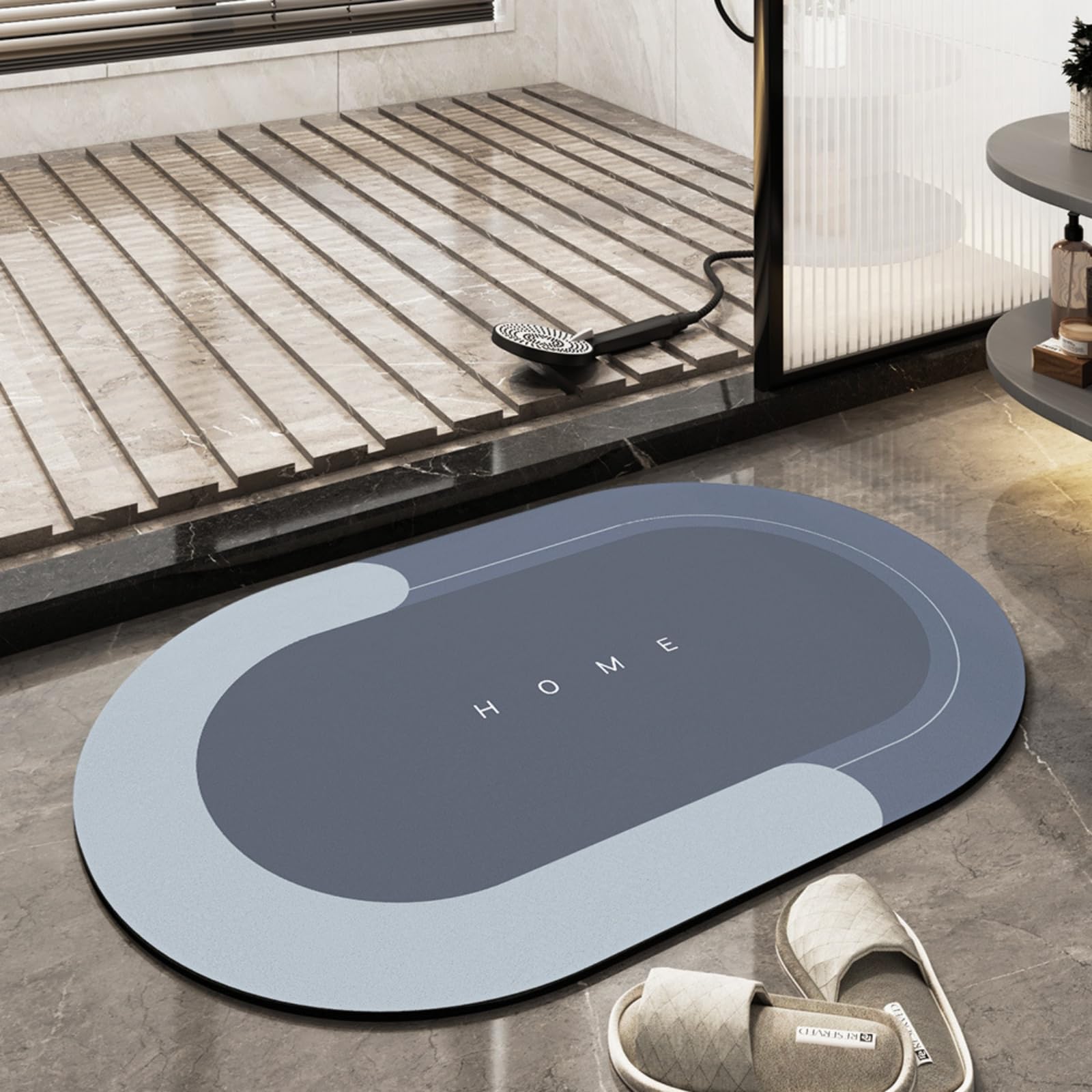 Super Absorbent Floor Mat - Oval Dark Grey 50 x 80 cm-image-b38b32f1-4356-4aea-92aa-90ecf50a7cd1-107226