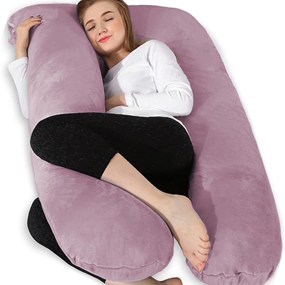 U-Shaped Pregnancy Pillow - Pink 140x70cm-image-b4789edc-34c5-4194-9f19-caaaf377d58d-120916
