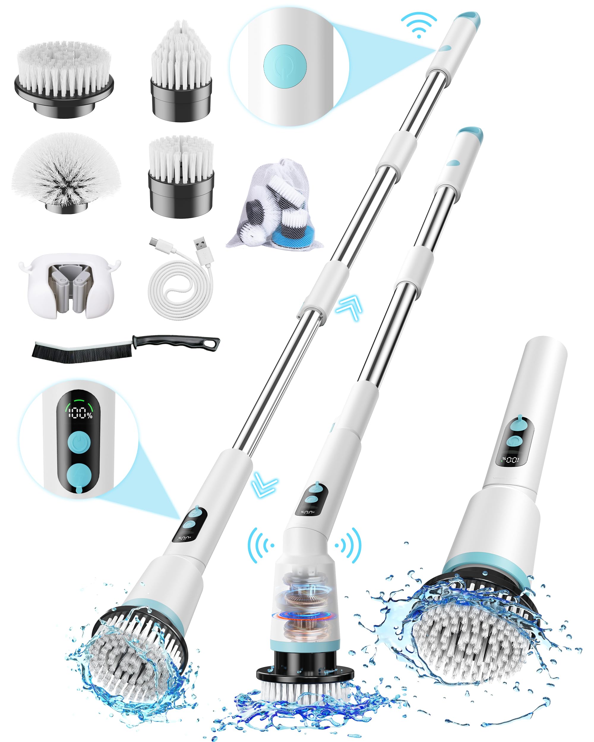 Cordless Electric Spin Scrubber - White/Blue-image-ab6d8180-e962-4c88-990b-483211edf932-85373