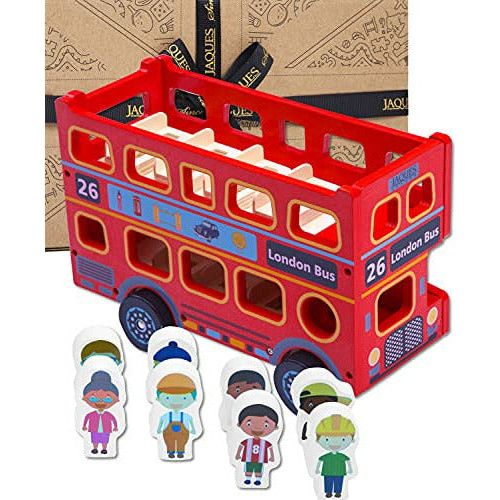 Jaques Of London Toy Bus | Wooden Toy Bus With Passengers