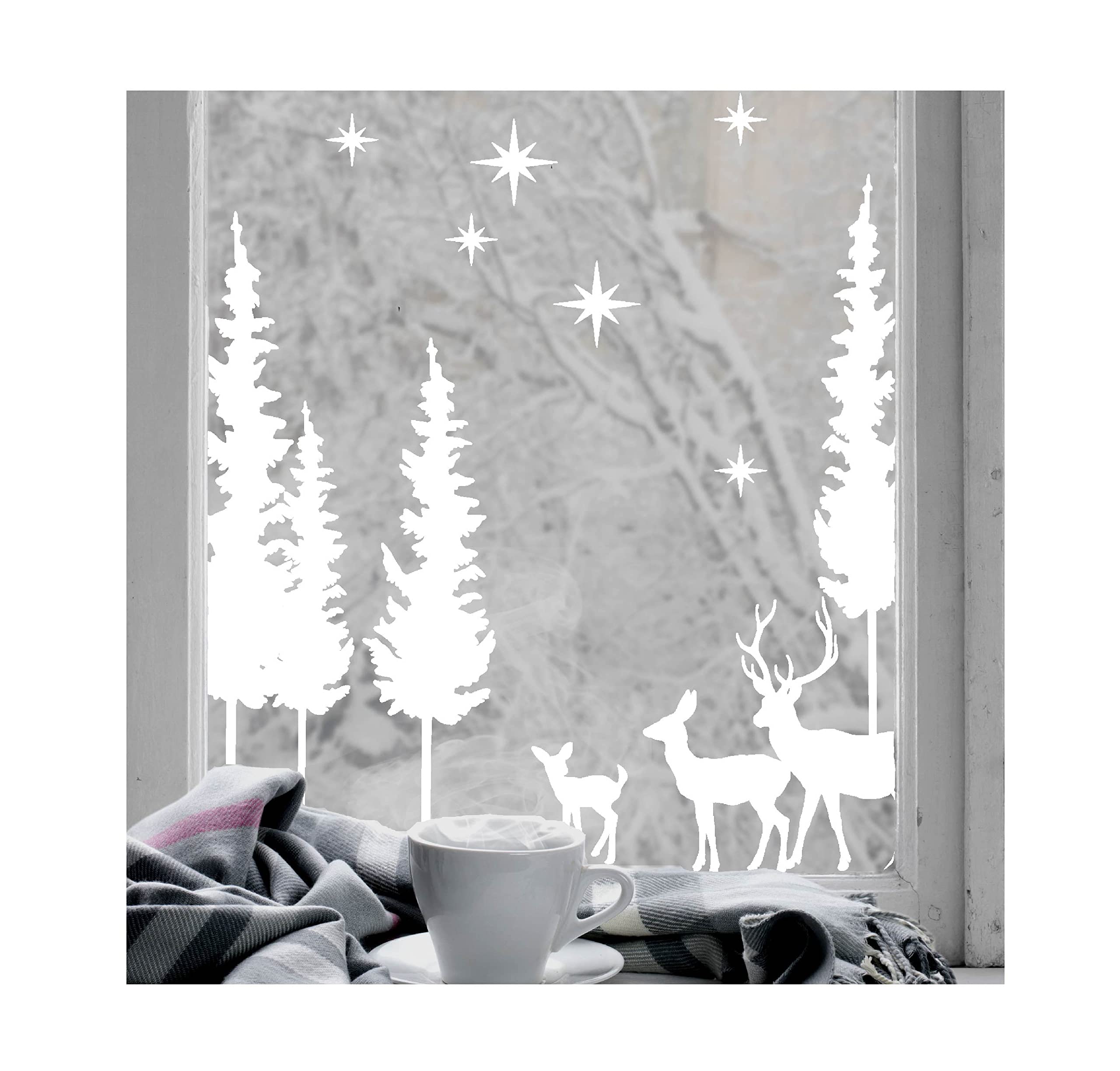 Christmas Window Decal Stag Forest - White S-image-1e7cf2e3-7a64-4251-831a-189147d96e19-97472