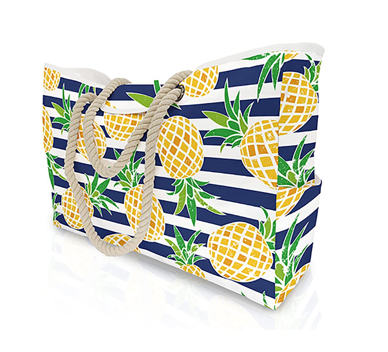 Women's Waterproof Beach Bag - Pineapple Stripes XL-image-b9c30093-8f07-4c1b-ad3c-7626d5c27fbe-122401