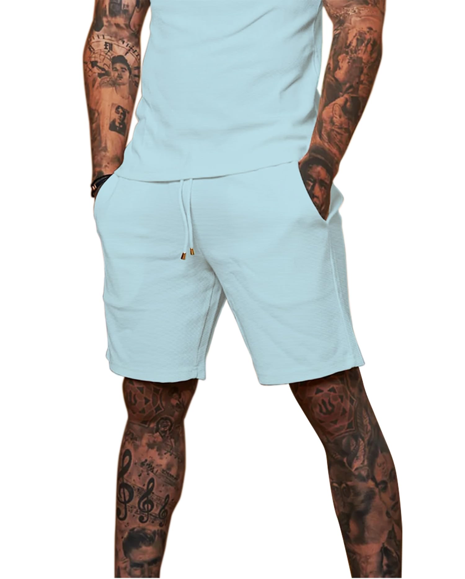 Men's Waffle Sweat Shorts - Blue Glow 28-image-41353393-f011-4741-91db-dd5d12defb25-111534