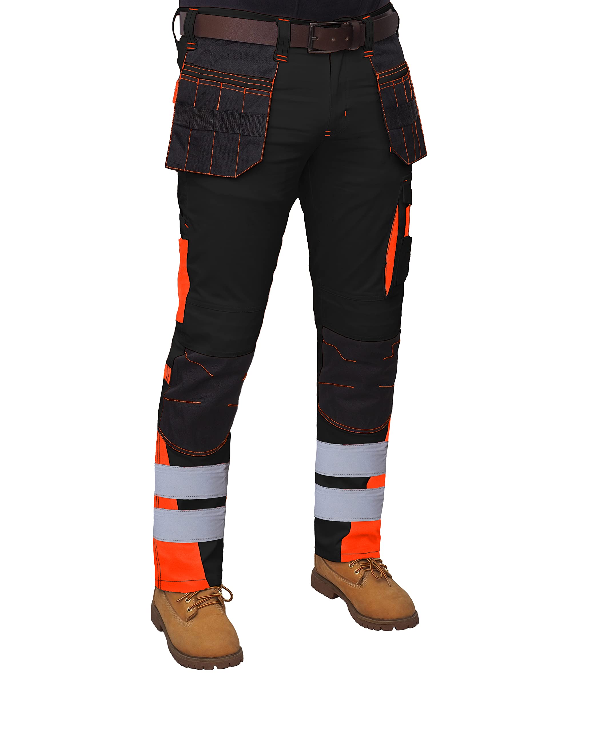 Men’s Hi-Vis Cargo Work Trousers - Black 36W/30L-image-4eaf3e59-8e7b-4294-829a-dd64989d17ce-113318