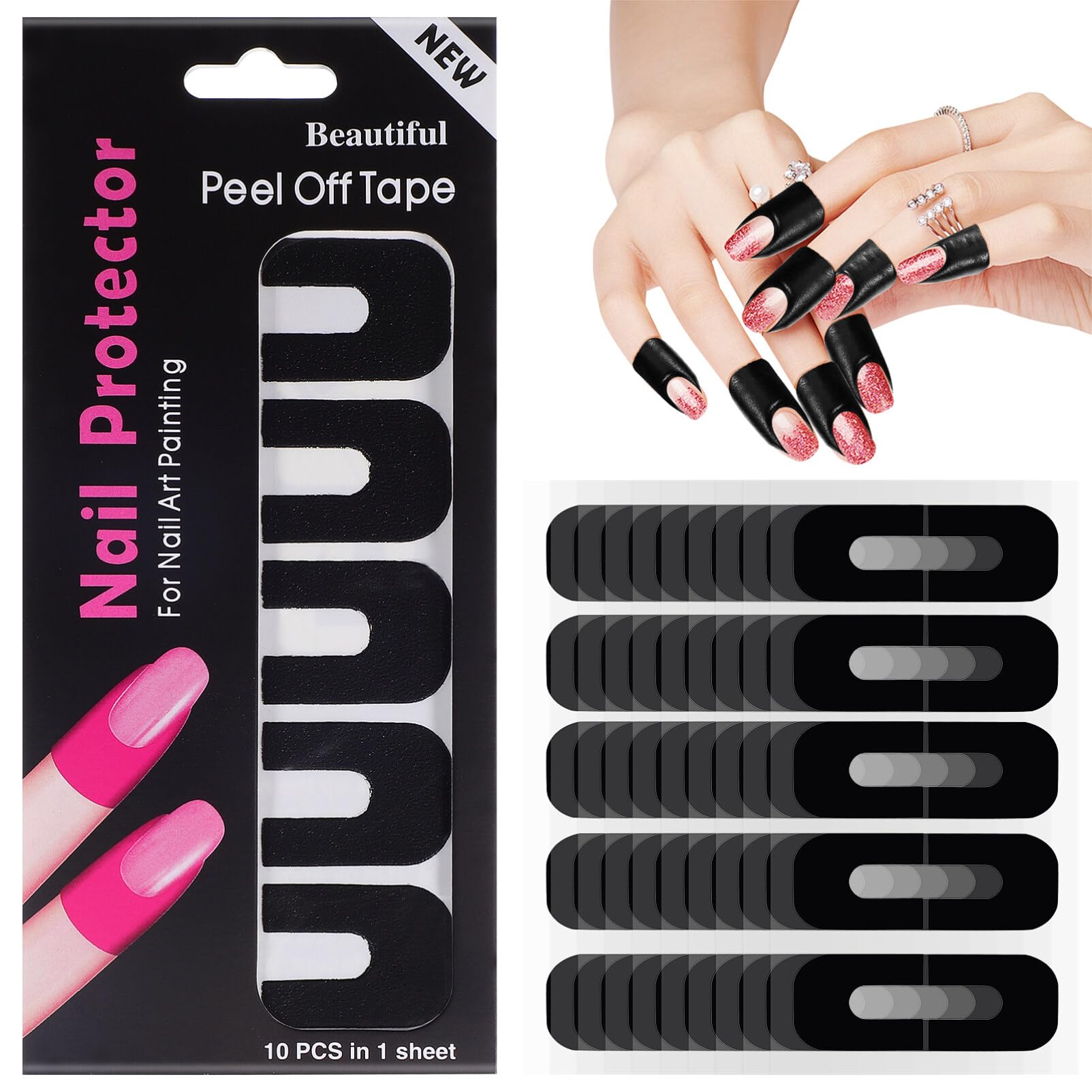 Nail Polish Protector Stickers 100 Sheets - Silicone U-Shape Cuticle Guards for Perfect Manicure-image-251316d0-c4e2-42d0-88e3-78829a049056-67943