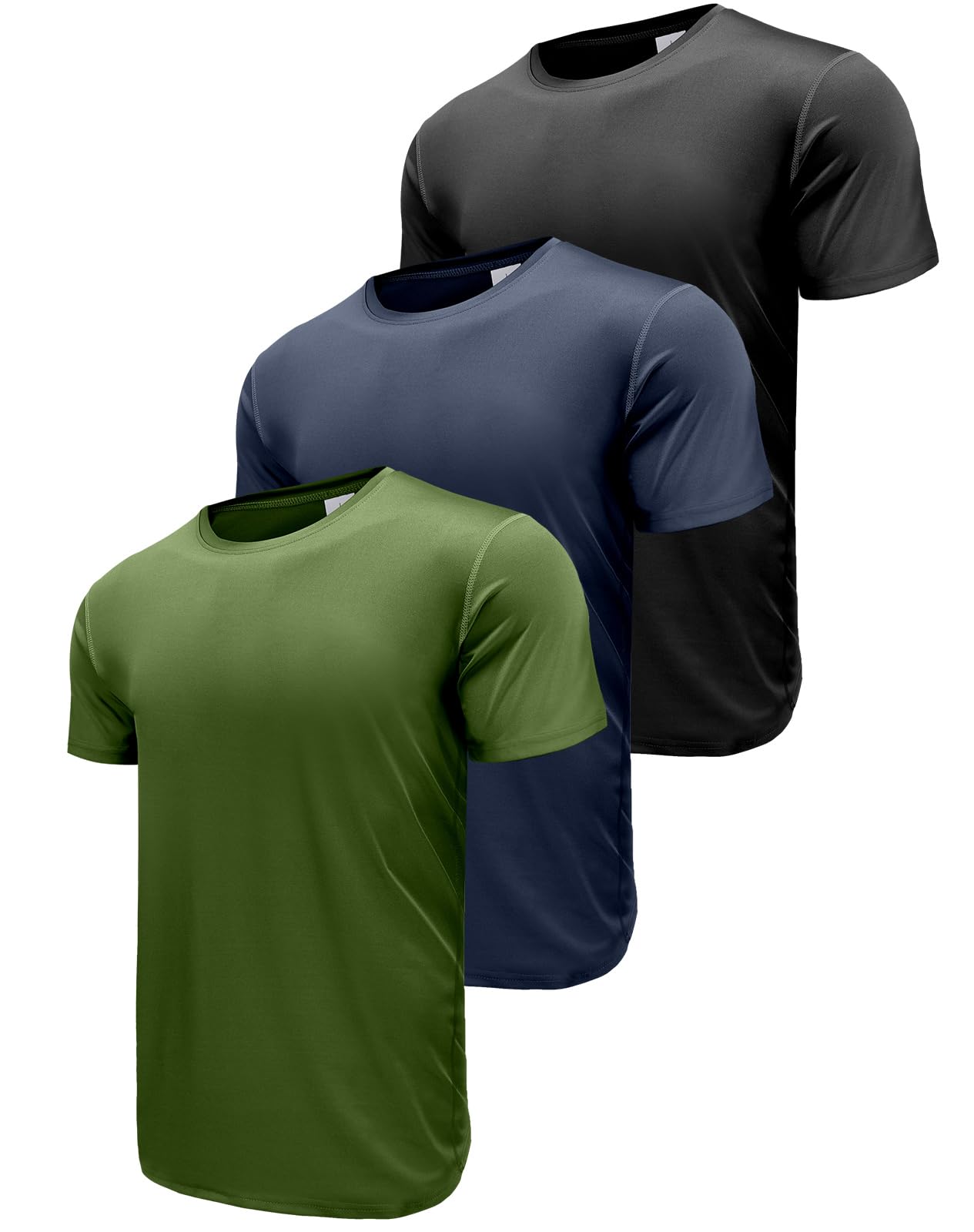 Men's 3 Pack Quick-Dry Sport T-Shirts - Black/Navy/Army Green S-image-258723ad-1924-4ce8-92ea-c095361e402a-83971