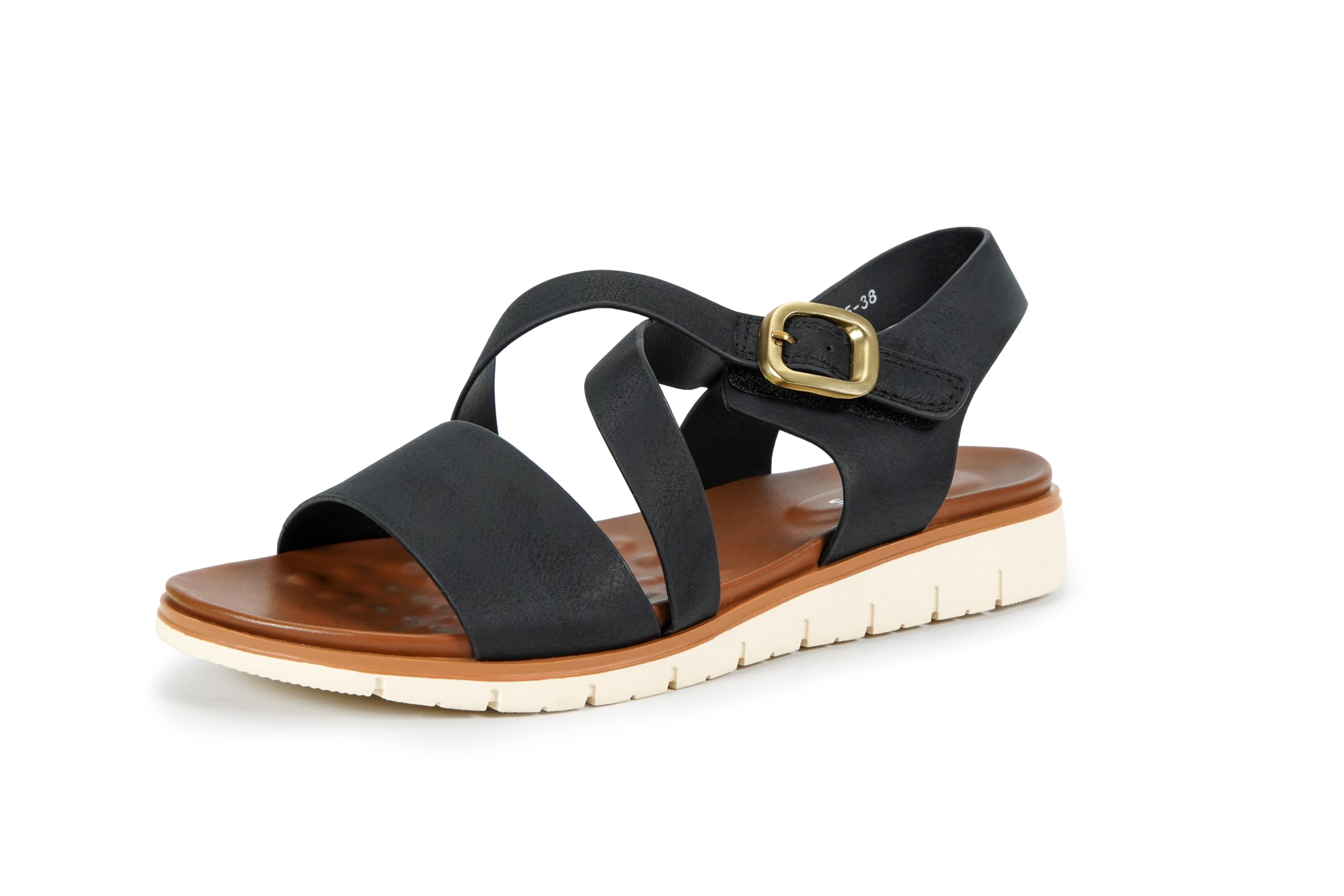 Leather Flat Sandals Adjustable Strap - Black UK 6-image-bebeca9e-fc28-44ef-b902-b06a65b0f475-102760
