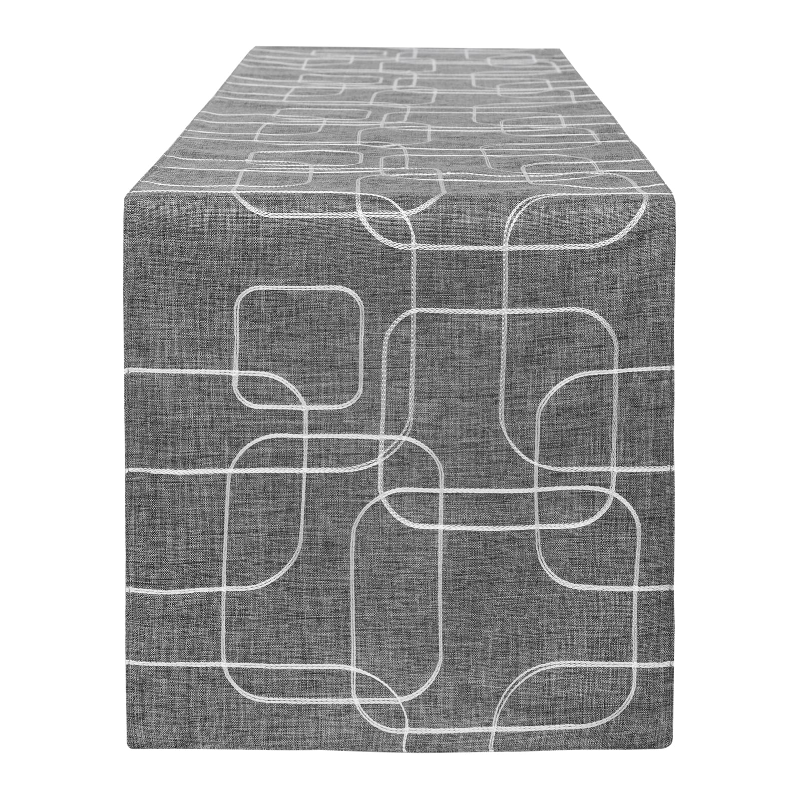 Embroidered Table Runner Cotton Linen - Grey 32x183cm-image-829090a8-c36c-4aad-b187-61ccd14e10b5-118322