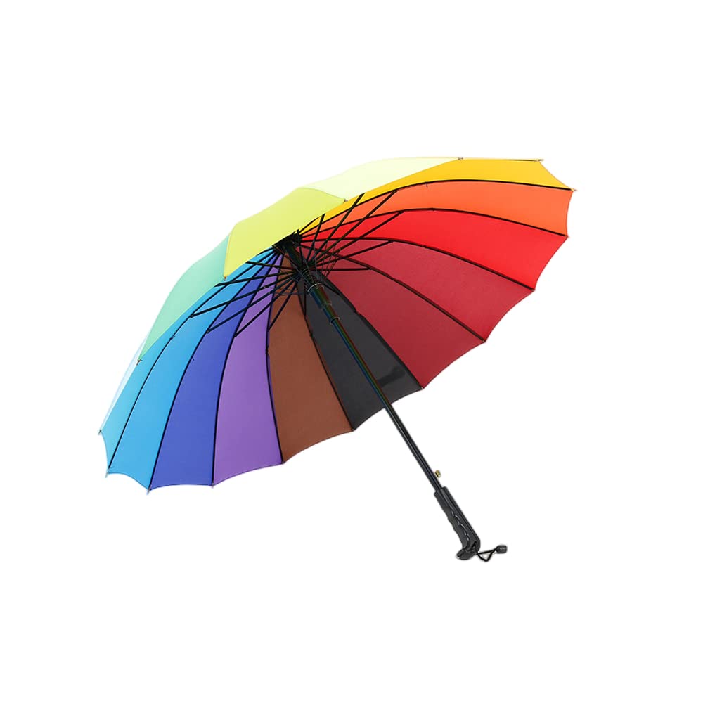 45" Automatic Open Rainbow Umbrella - 16 Ribs, Windproof, Ergonomic Grip, Ideal for Travel-image-26762109-a588-4016-b0fb-2a42457ed688-67706
