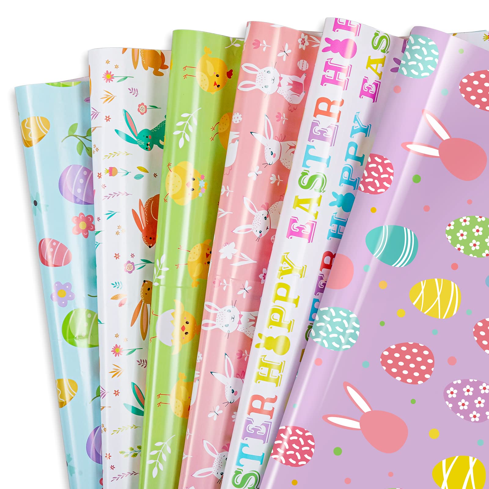 Easter Wrapping Paper 12 Sheets - 6 Designs of Eggs & Bunnies, Watercolour Art, 50x70cm-image-d4a8917a-c3ad-403c-a469-910f8385c3cd-66717