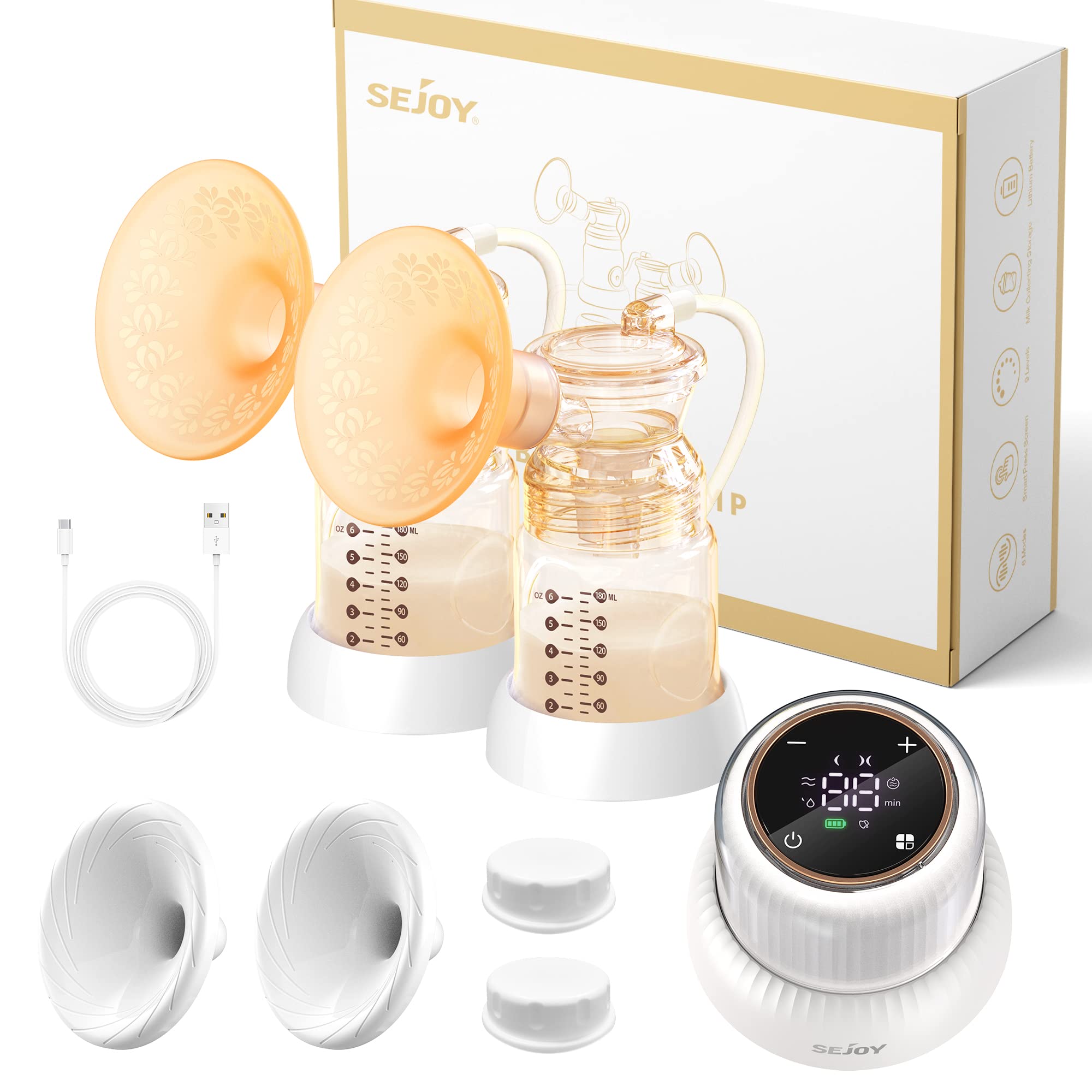 Hands-Free Double Breast Pump - Orange White Small-image-3f42eff7-ec80-4314-8269-34479d7a1fac-118555