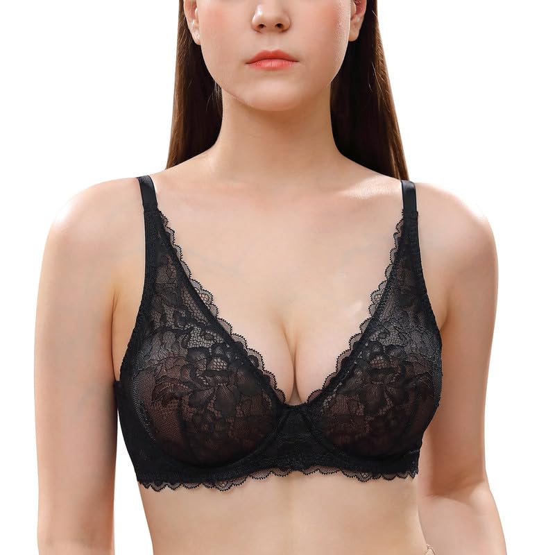 Lace Underwired Deep V Bra - Black 36B-image-12cdd0e2-dfd3-4d34-9ae0-2065c1e43b6c-112634